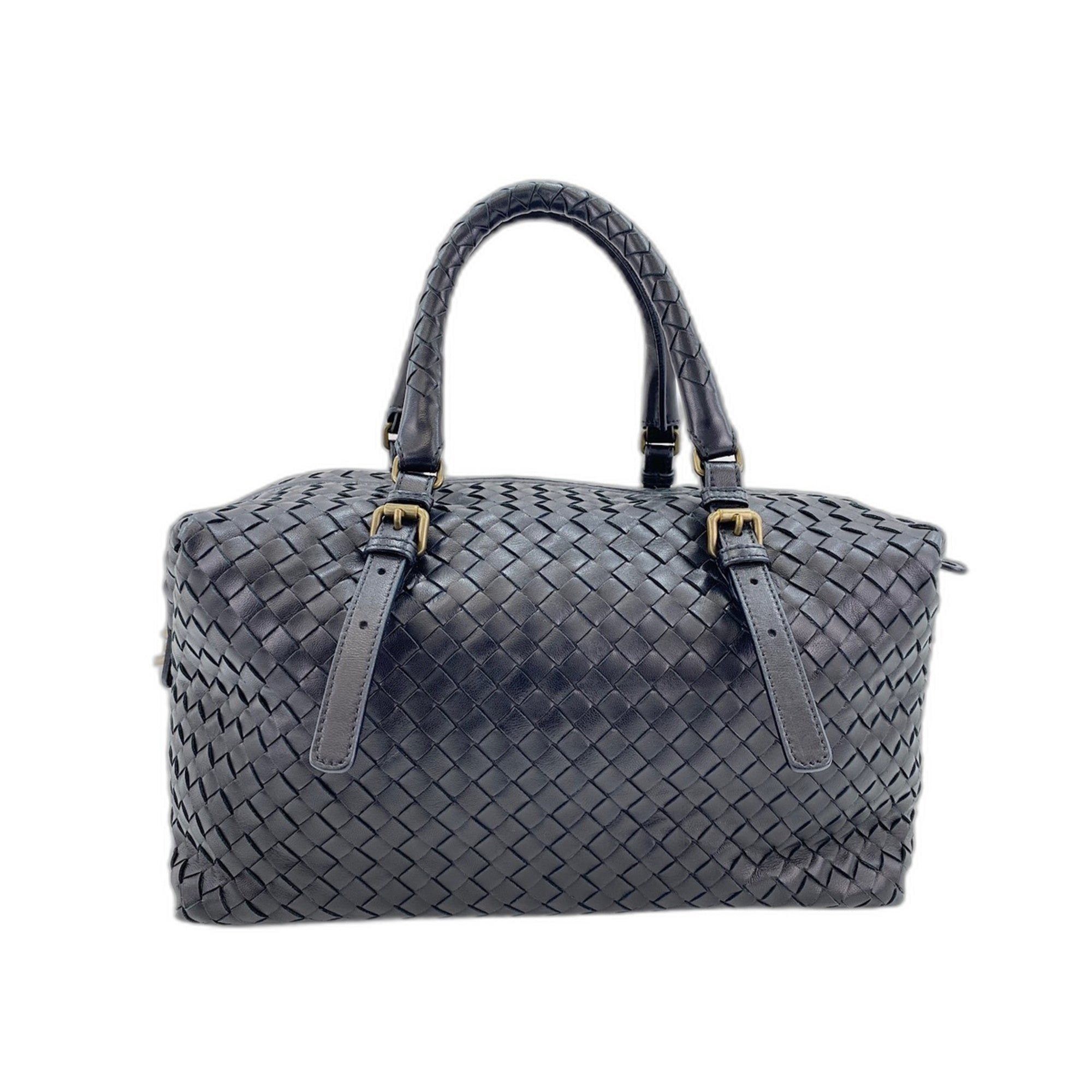 Bottega Veneta Black Boston Bag Handbag (Pre-Owned)