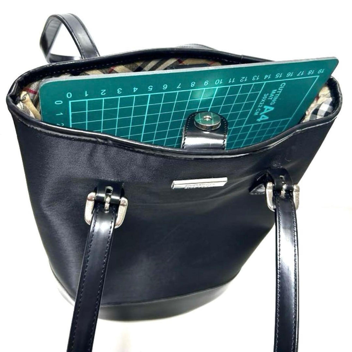 Blue Label Black Nylon Leather Shoulder Bag Tote Bag (Pre-Owned)