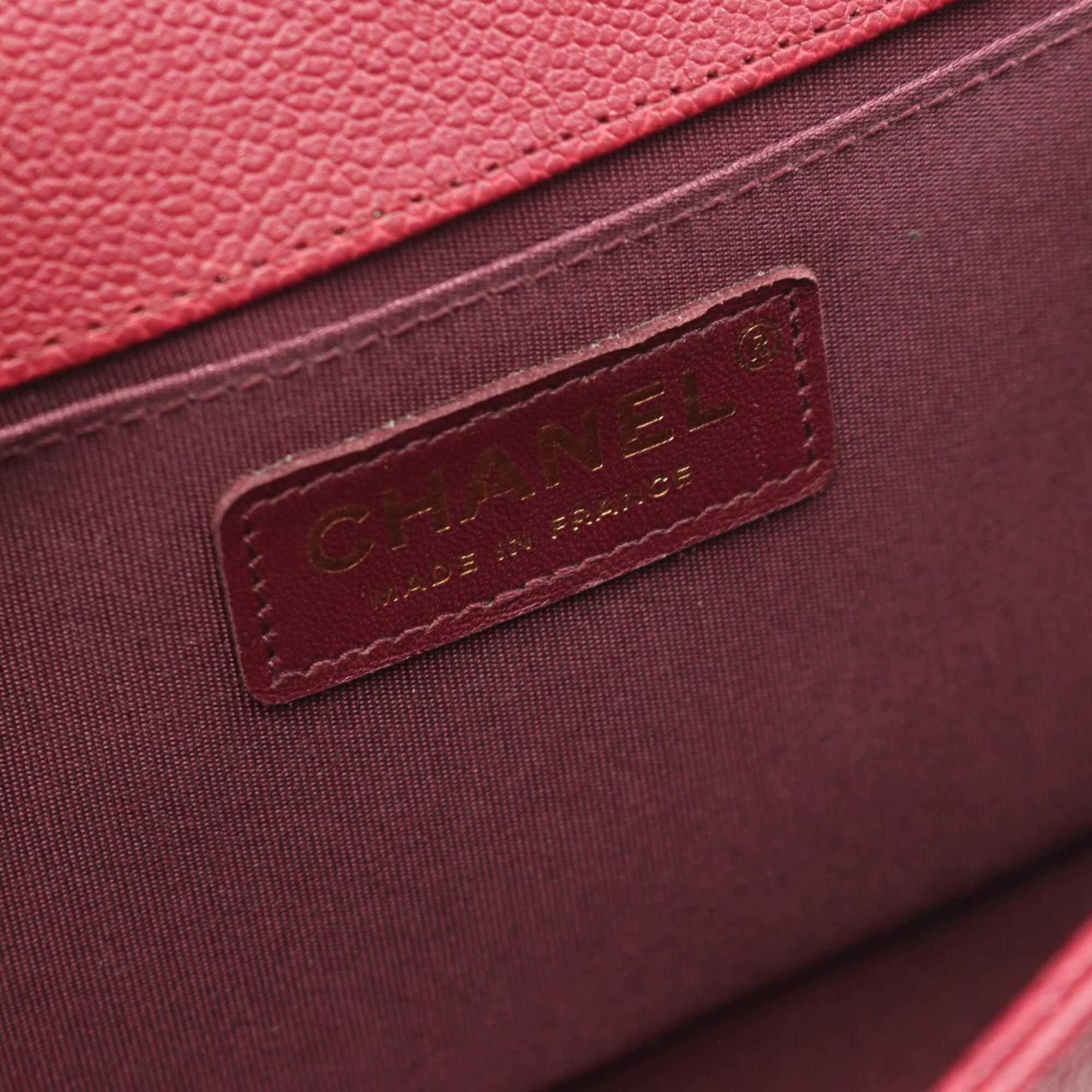 Chanel Bordeaux Grained Calfskin Handbag Shoulder Bag (Pre-Owned)