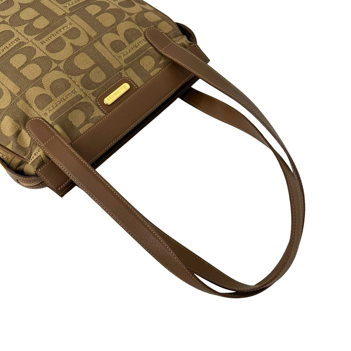 Burberry Brown Canvas Leather Shoulder Bag Tote Bag (Pre-Owned)