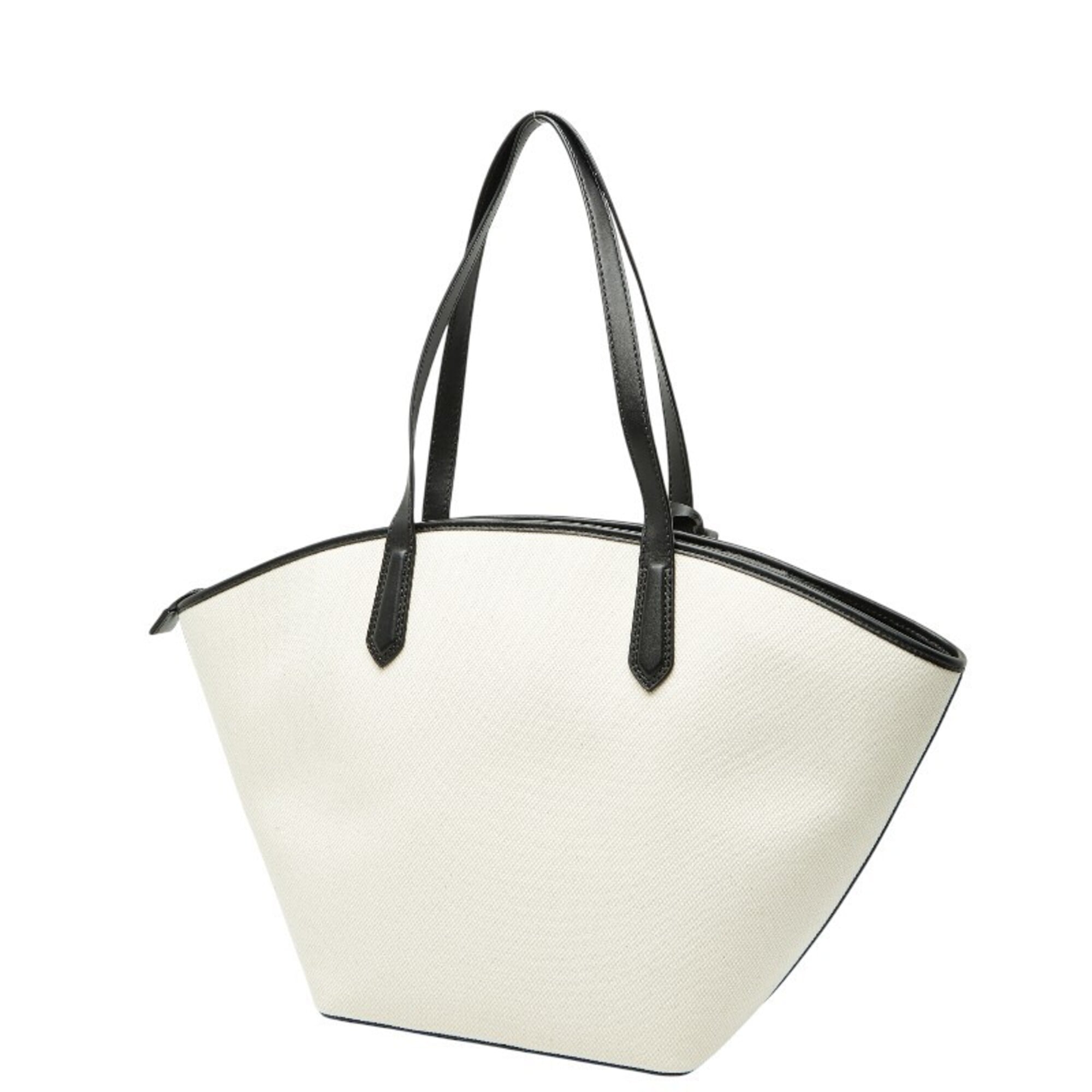 Michael Kors Black White Canvas Leather Tote Bag (Pre-Owned)