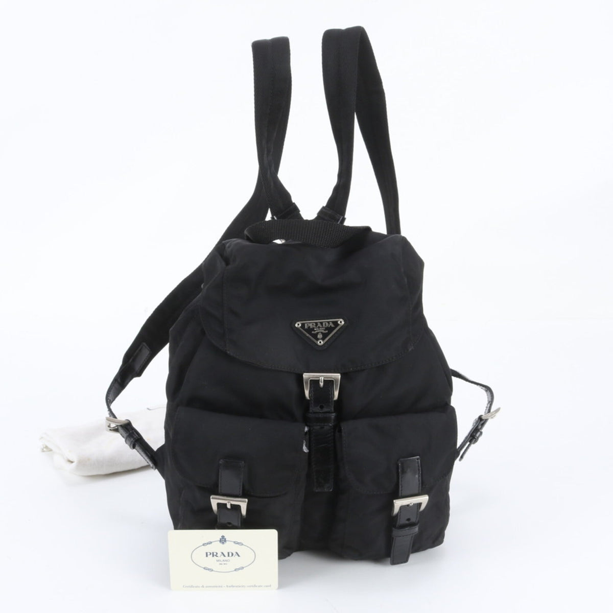 Prada Black Leather Nylon Backpack (Pre-Owned)