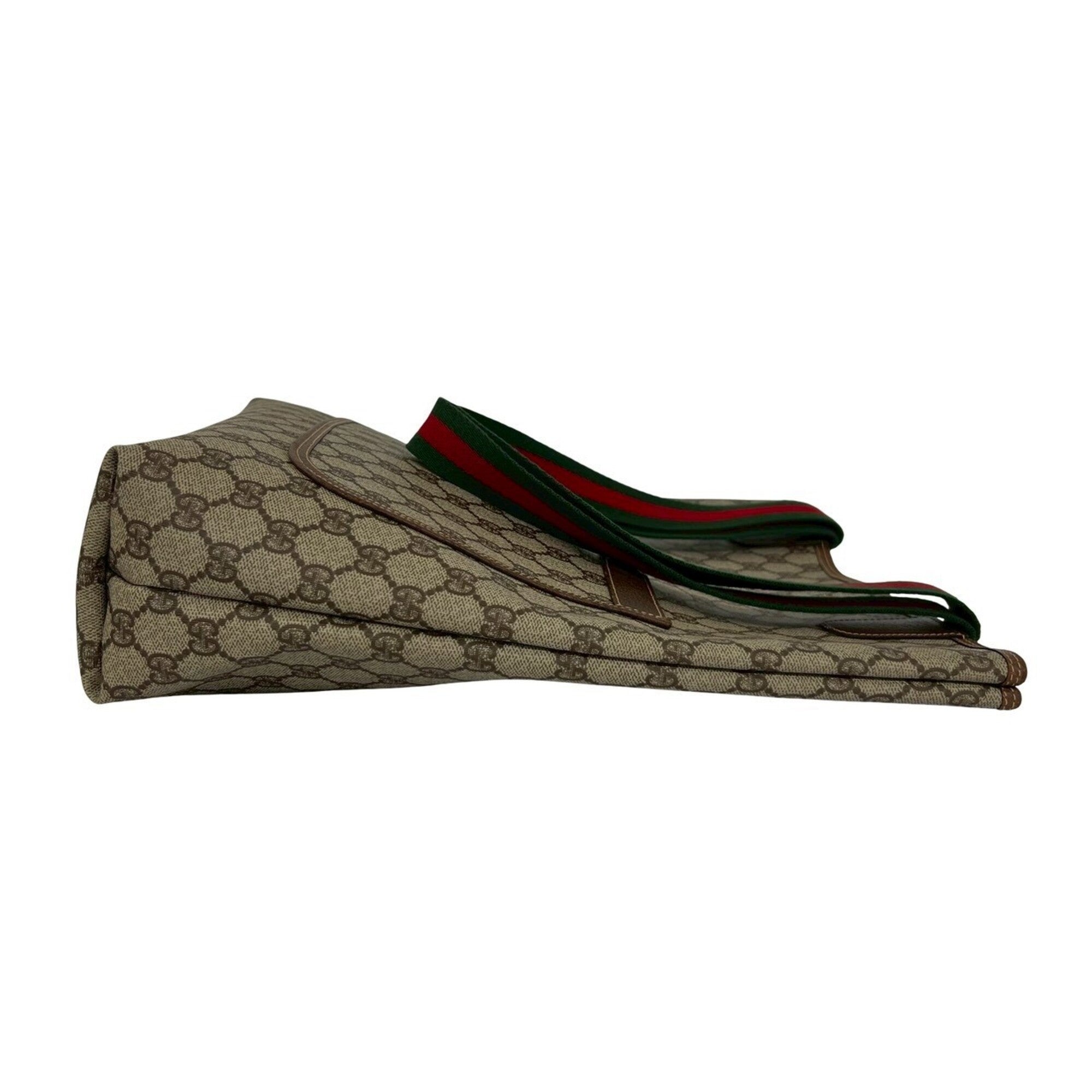 Gucci Brown Green Red Color Pvc Leather Handbag Tote Bag (Pre-Owned)