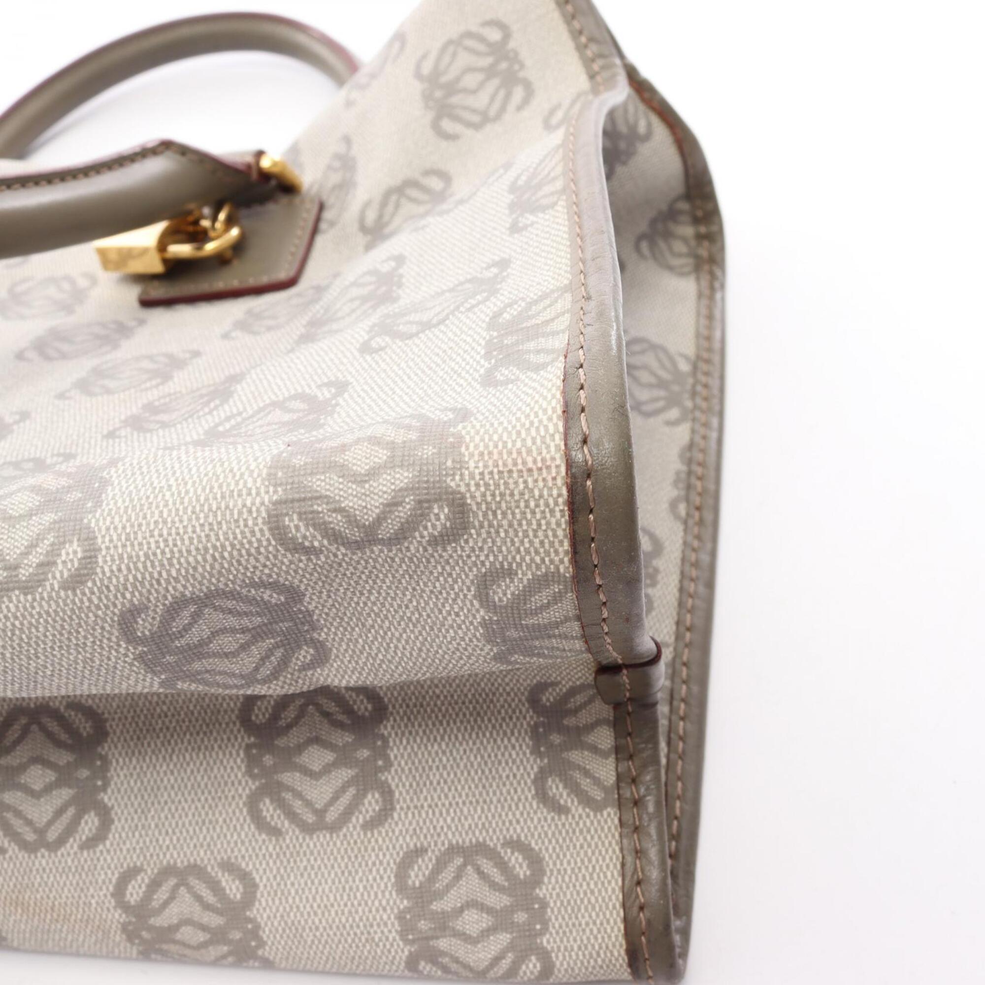 Loewe Gray Coated Canvas Leather Handbag Tote Bag (Pre-Owned)