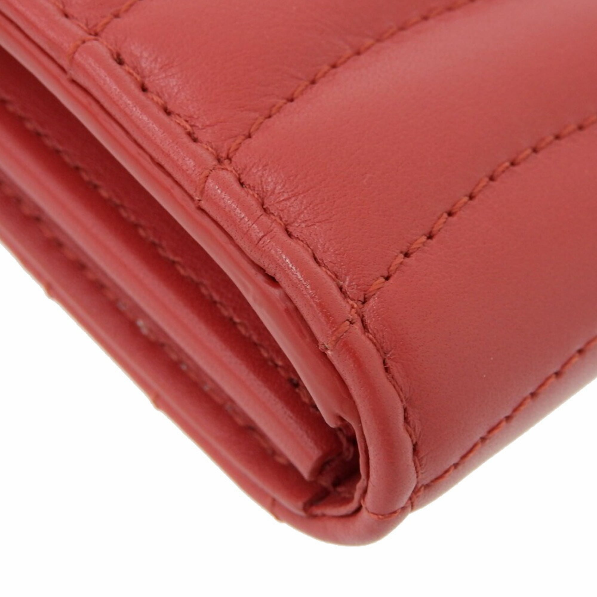 Louis Vuitton Red Color Leather Long Wallet (Bi-Fold) (Pre-Owned)