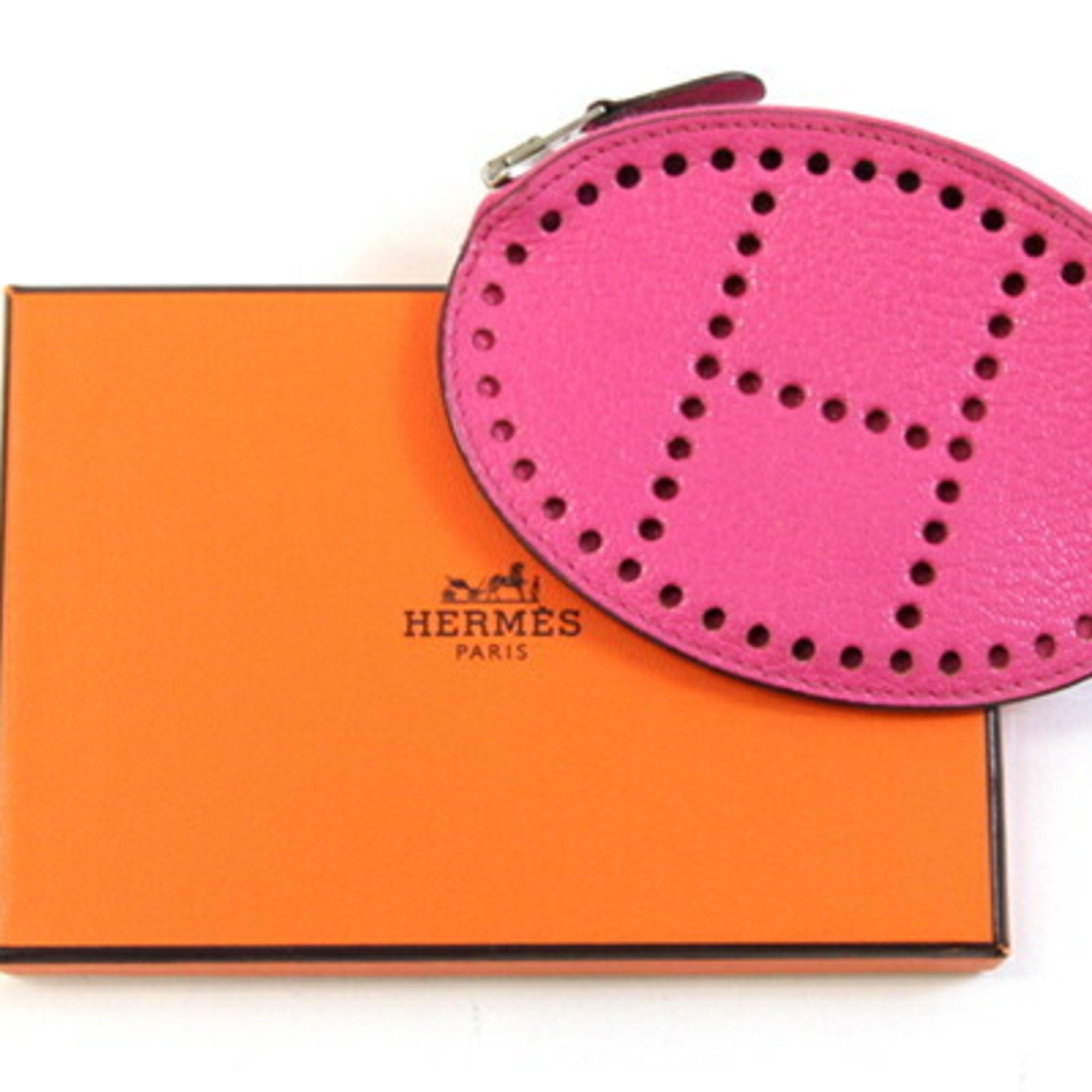 Hermes Pink Rose Tyrien Chevre Leather Coin Purse/Coin Case (Pre-Owned)