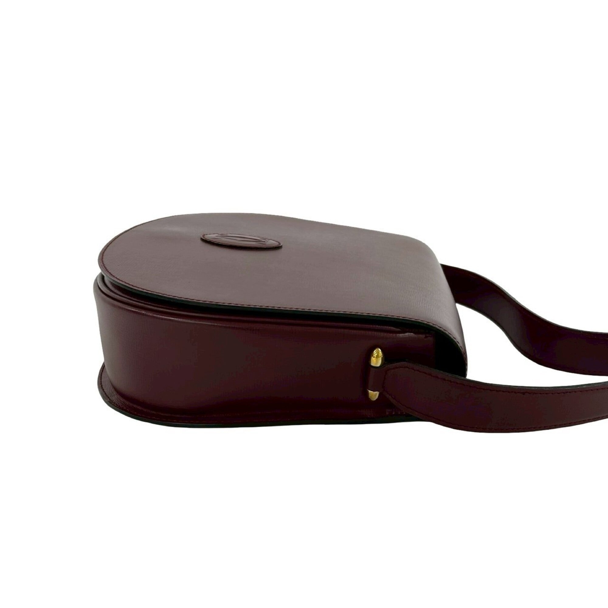 Cartier Wine Red Leather Pochette Shoulder Bag (Pre-Owned)