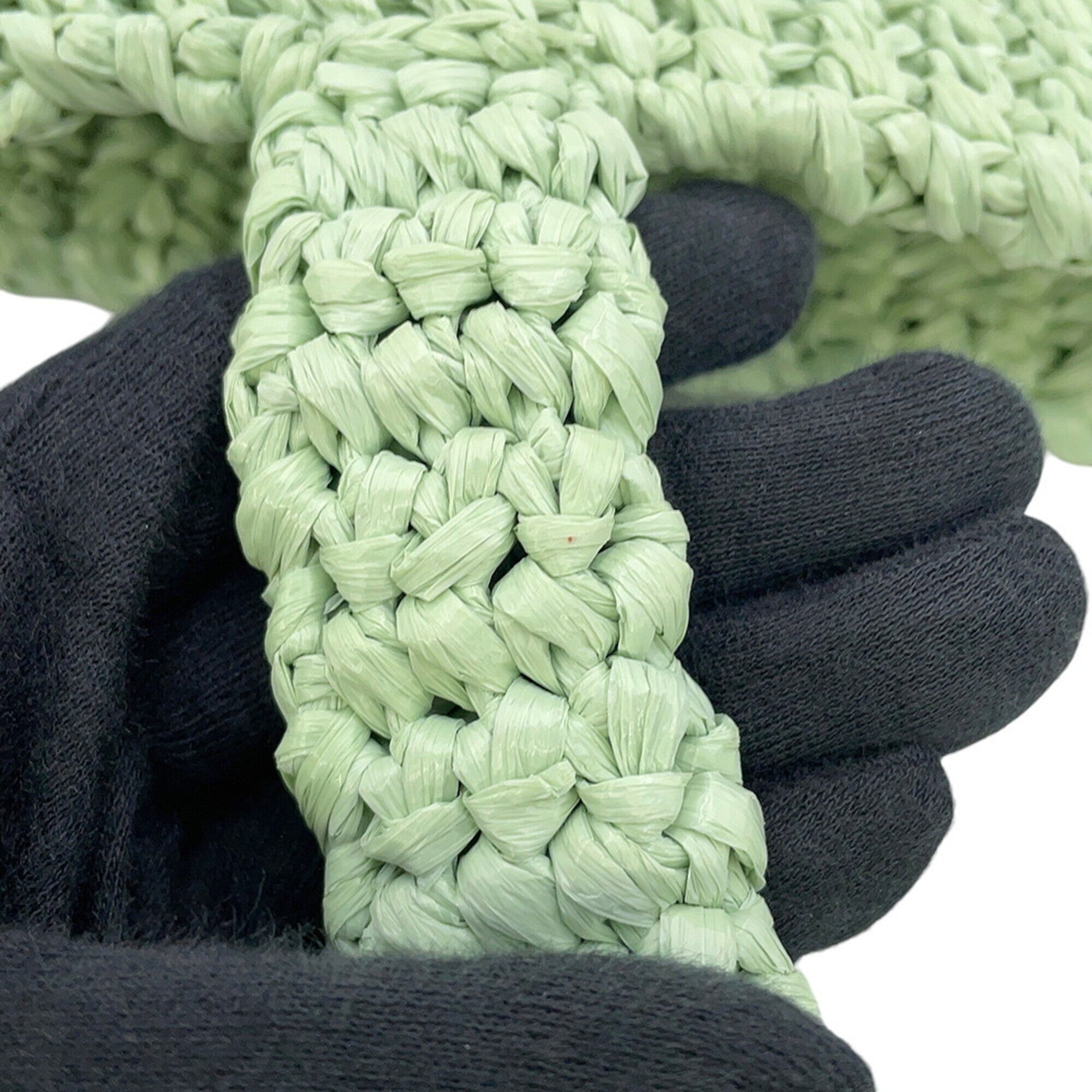Prada Green Raffia Handbag Tote Bag (Pre-Owned)