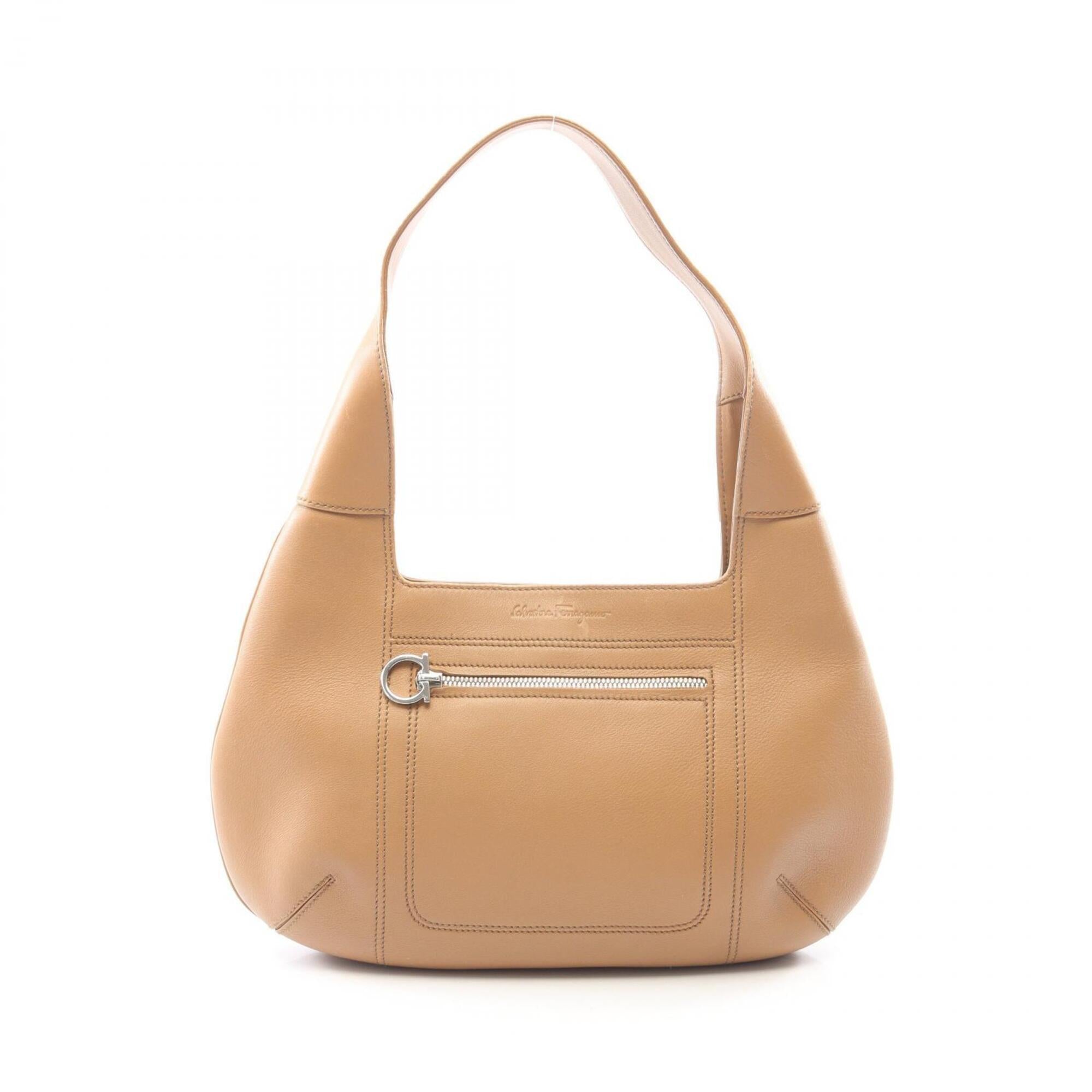 Salvatore Ferragamo Beige Leather Handbag Shoulder Bag (Pre-Owned)