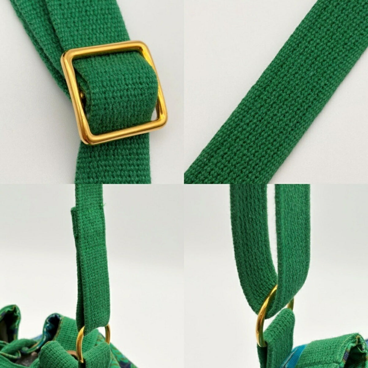 Hermes Blue Green Canvas Shoulder Bag (Pre-Owned)