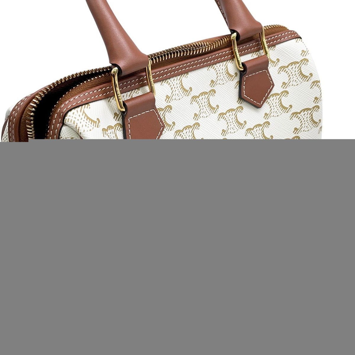 Celine Beige Brown Pvc Leather Boston Bag Handbag (Pre-Owned)