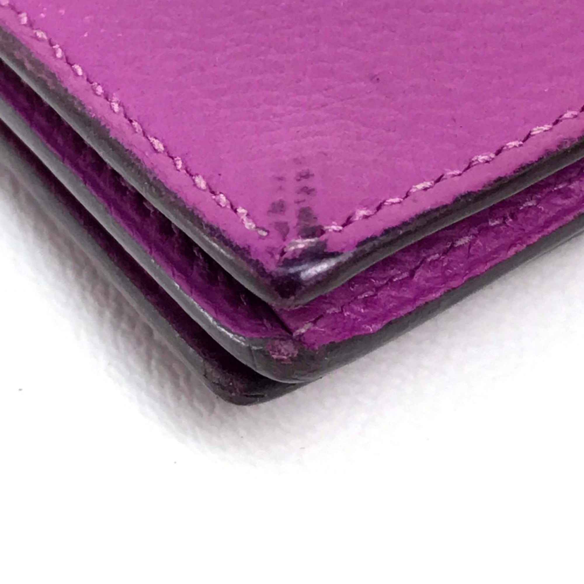 Hermes Purple Leather Long Wallet (Bi-Fold) (Pre-Owned)