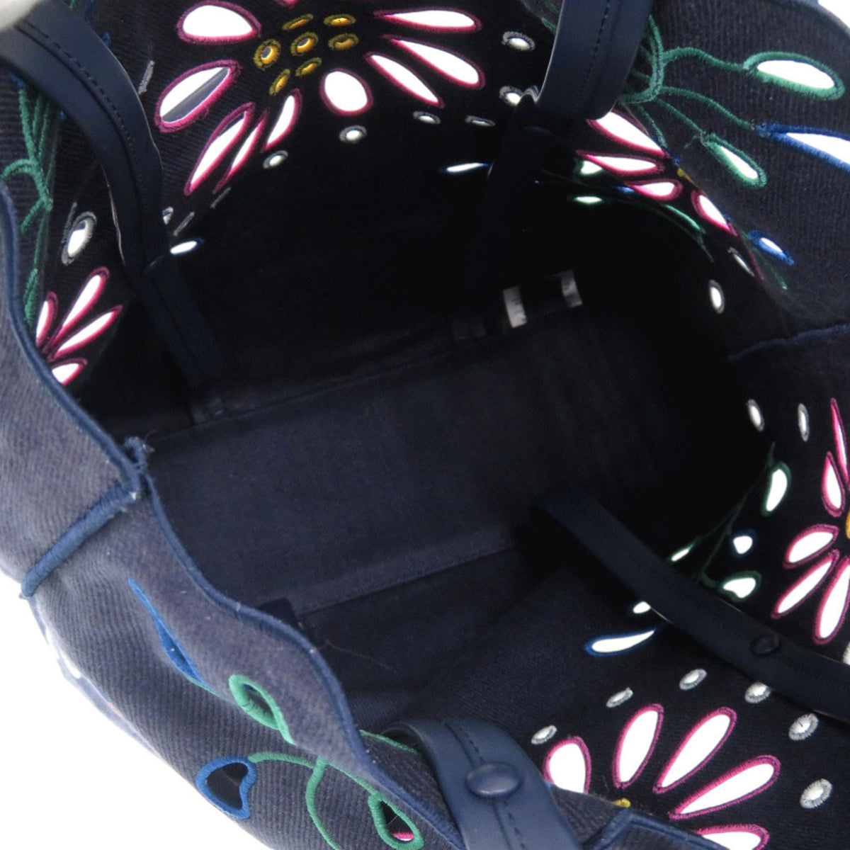 Chloé Green Navy Pink Linen Pouch Tote Bag (Pre-Owned)