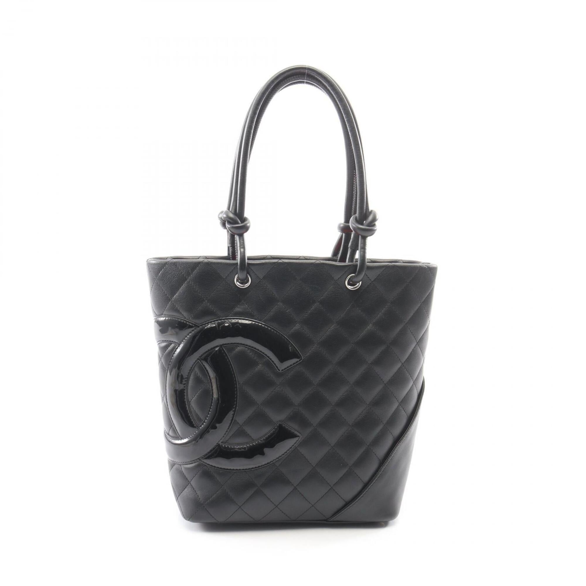 Chanel Black Patent Leather Leather Handbag Tote Bag (Pre-Owned)