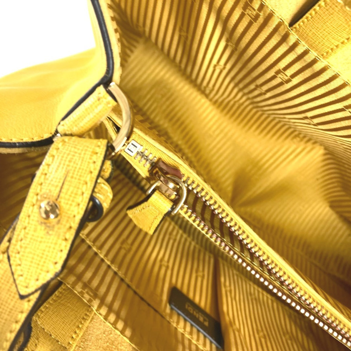 Fendi Yellow Leather Handbag Shoulder Bag Tote Bag (Pre-Owned)