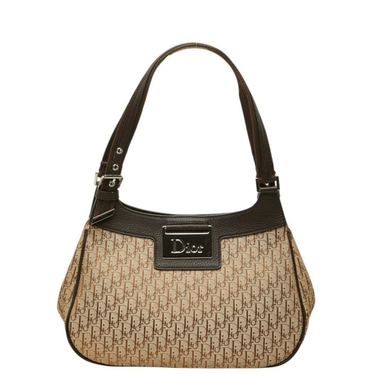 Christian Dior Beige Canvas Leather Handbag Shoulder Bag (Pre-Owned)