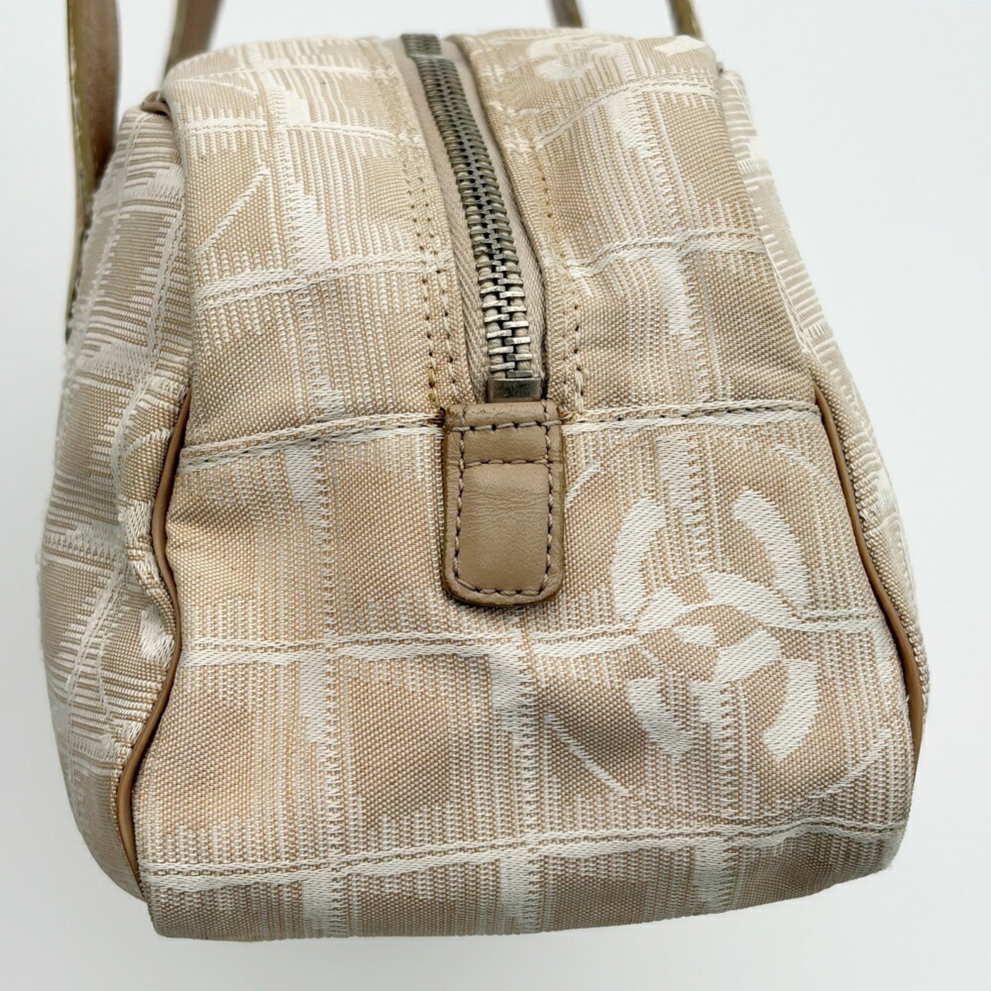 Chanel New Travel Line Beige Nylon Jacquard Leather Boston Bag (Pre-Owned)