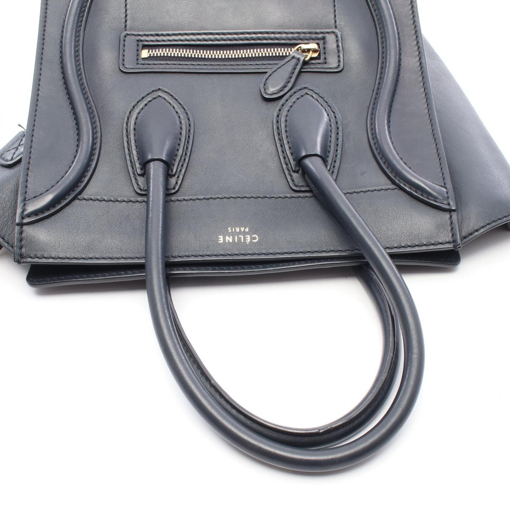 Celine Navy Leather Handbag Tote Bag (Pre-Owned)