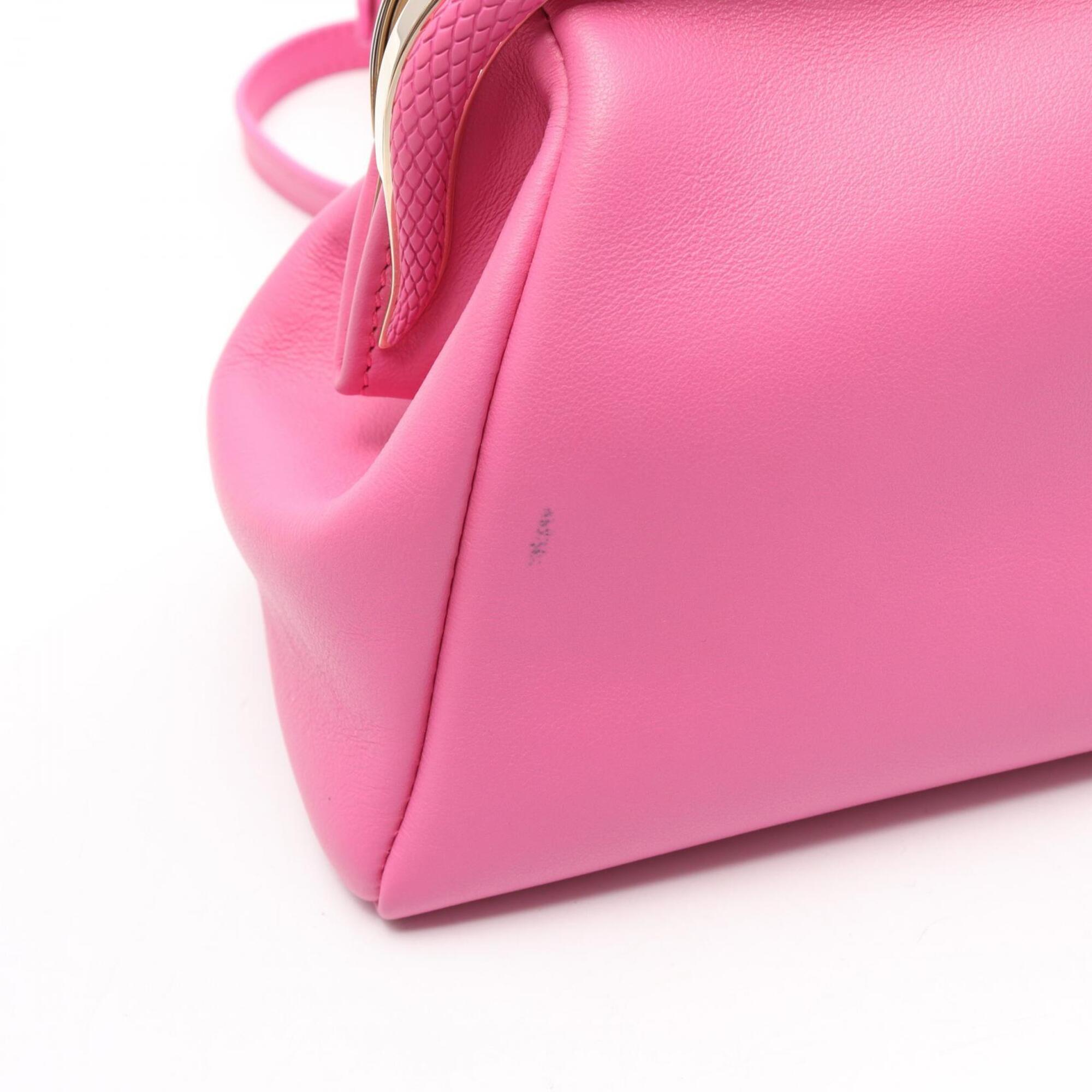 Bvlgari Pink Leather Handbag Shoulder Bag (Pre-Owned)