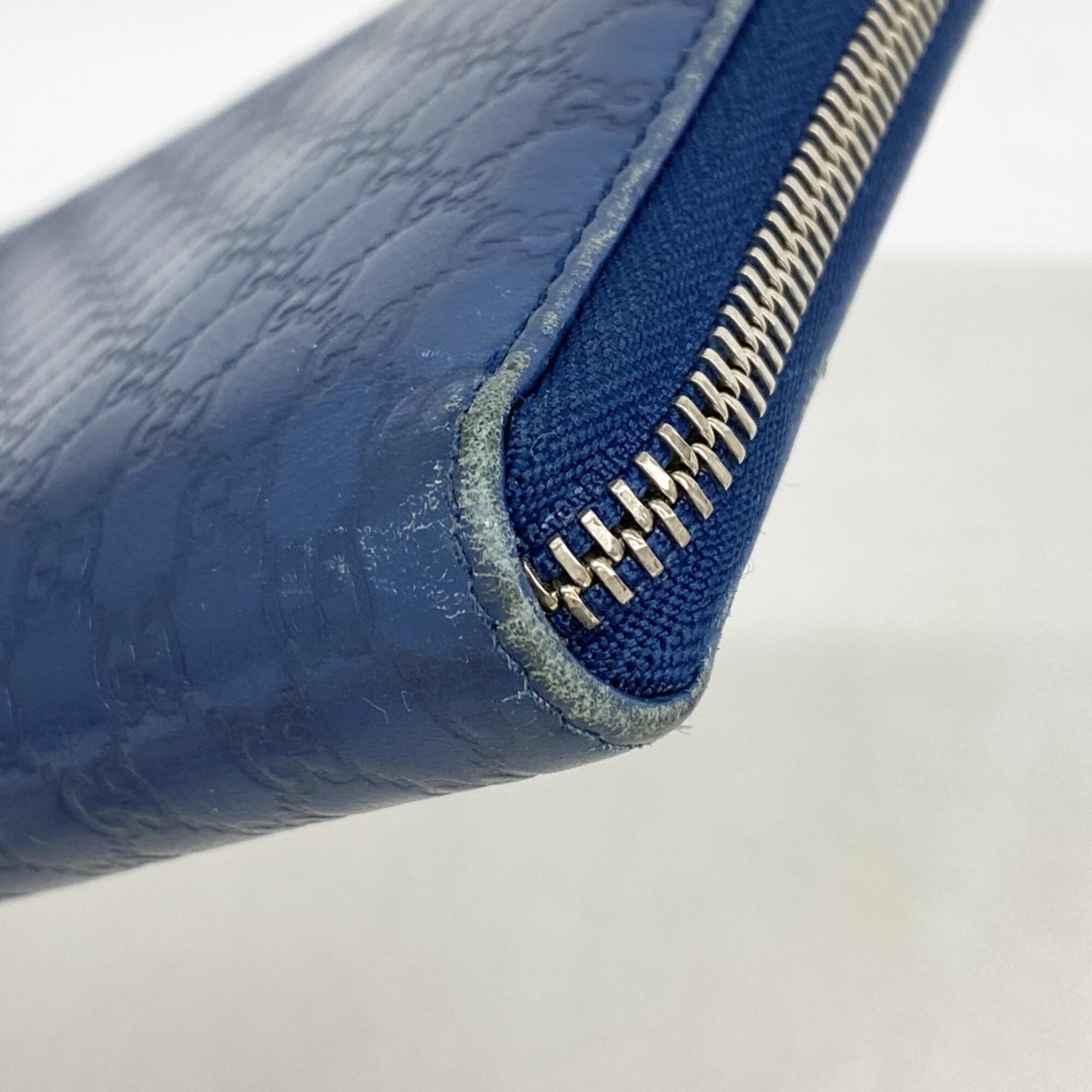 Gucci Blue Leather Long Wallet (Bi-Fold) (Pre-Owned)