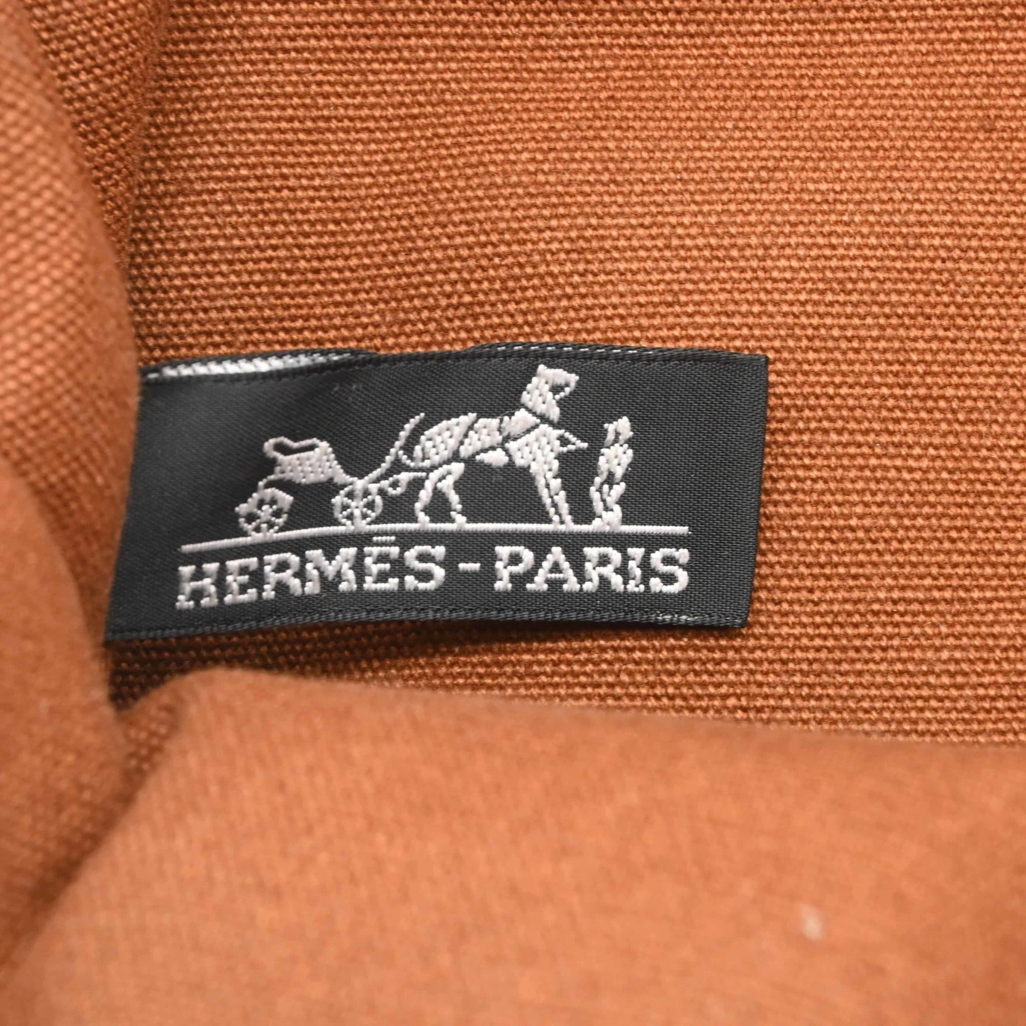 Hermes Fourre Tout Brown Canvas Leather Handbag (Pre-Owned)