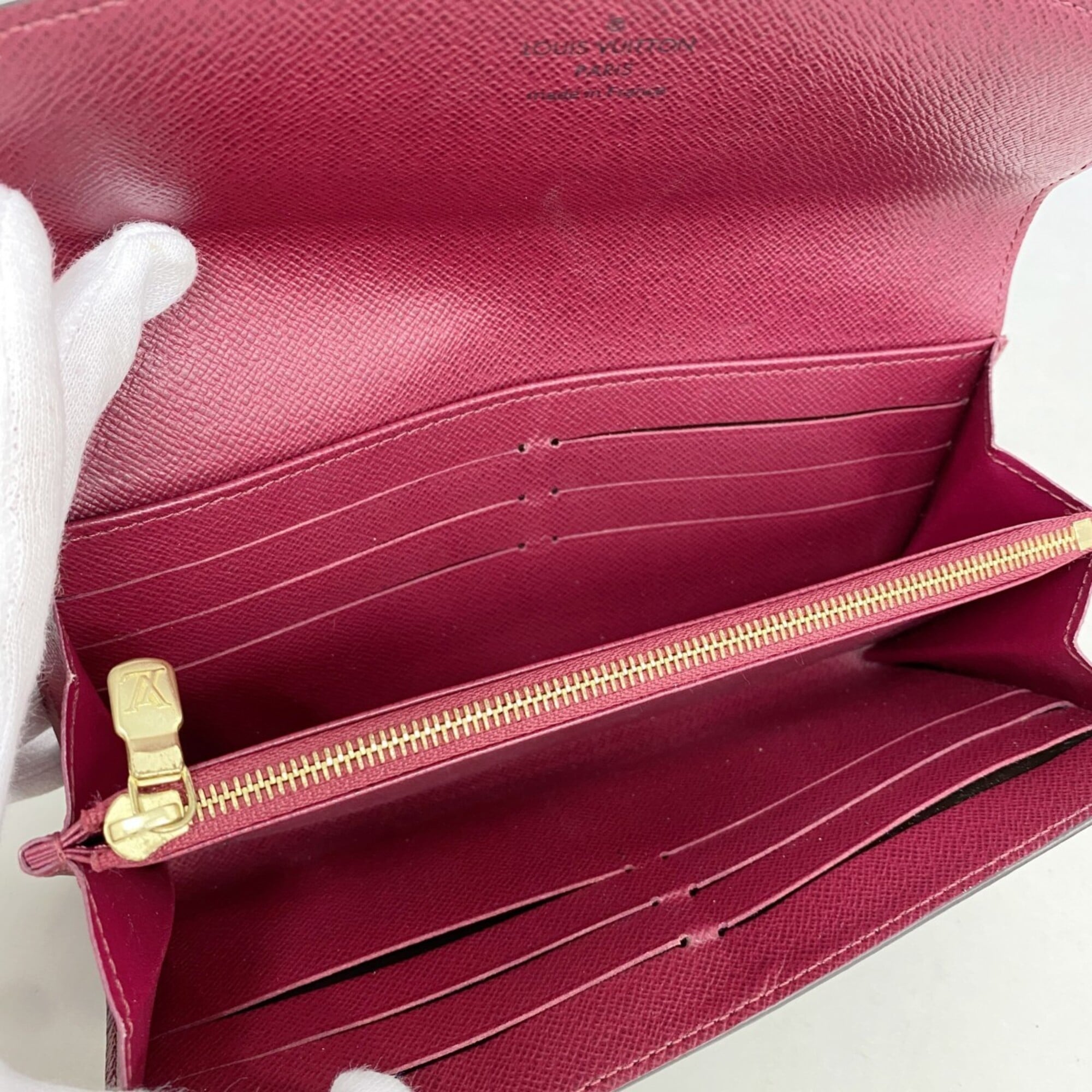Louis Vuitton Brown Fuchsia Long Wallet (Bi-Fold) (Pre-Owned)