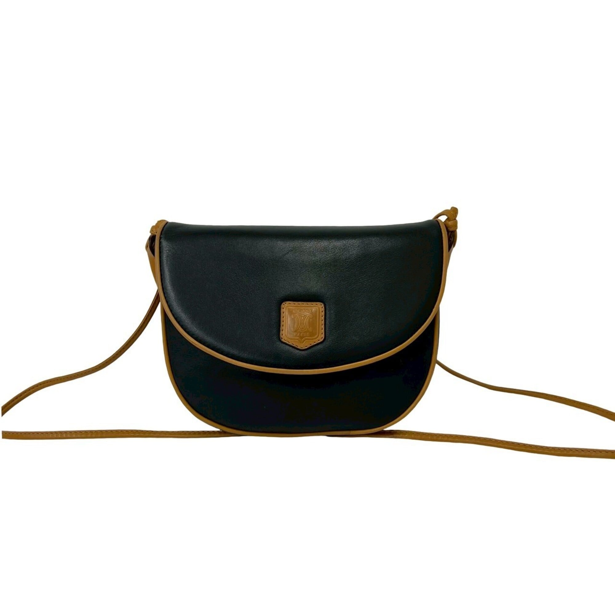 Celine Black Brown Leather Pochette Shoulder Bag (Pre-Owned)