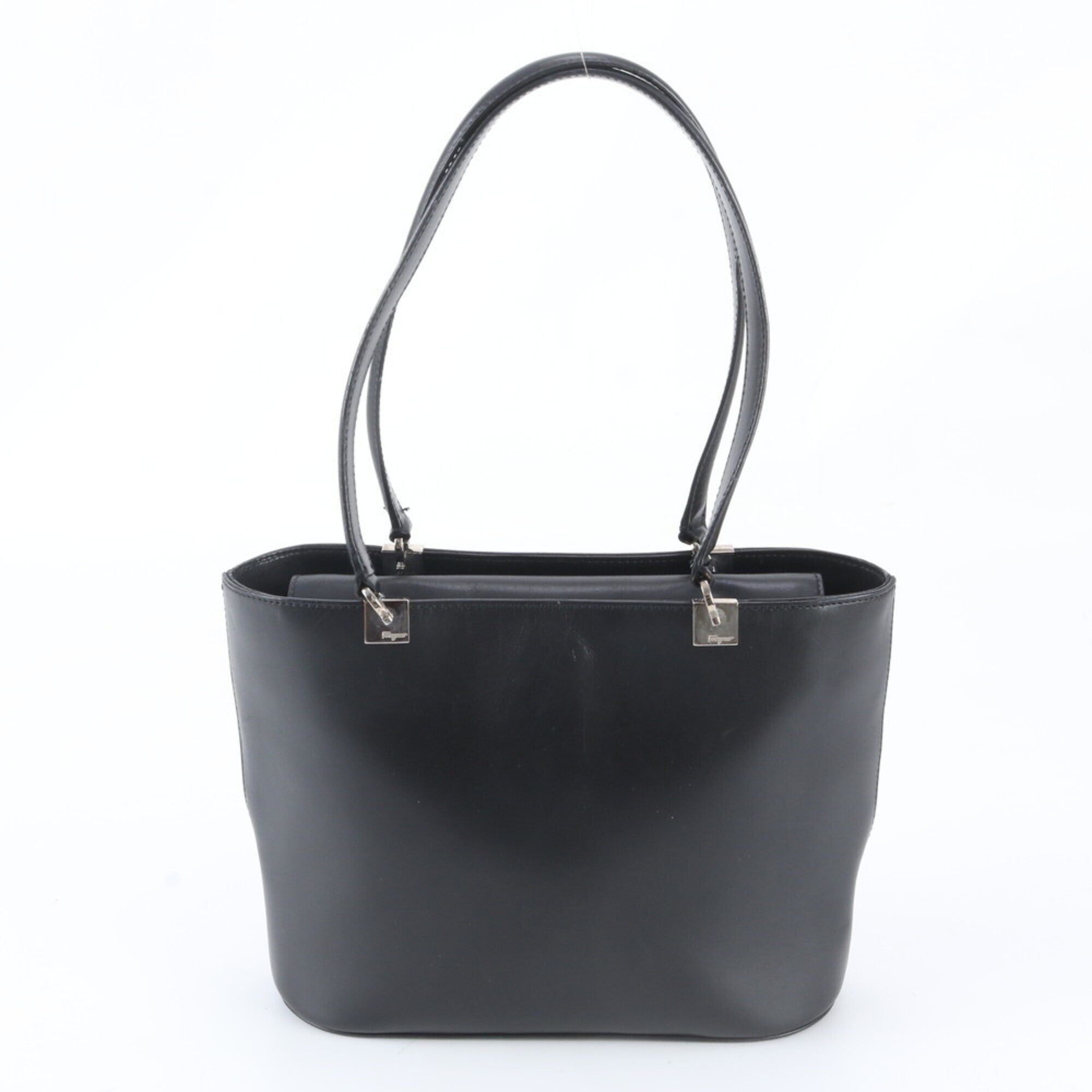 Salvatore Ferragamo Black Leather Handbag Shoulder Bag Tote Bag (Pre-Owned)