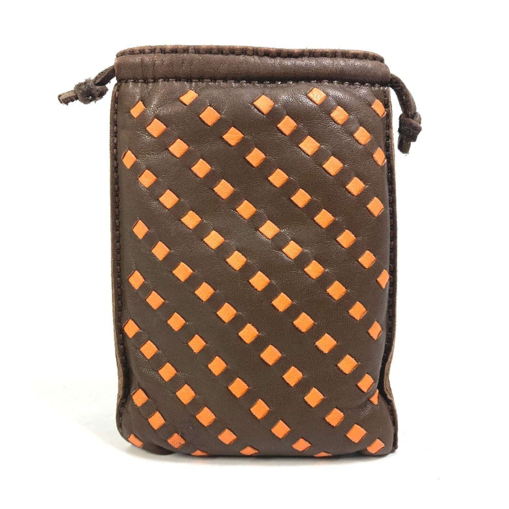 Hermes Brown Orange Agneau Milo Pouch (Pre-Owned)