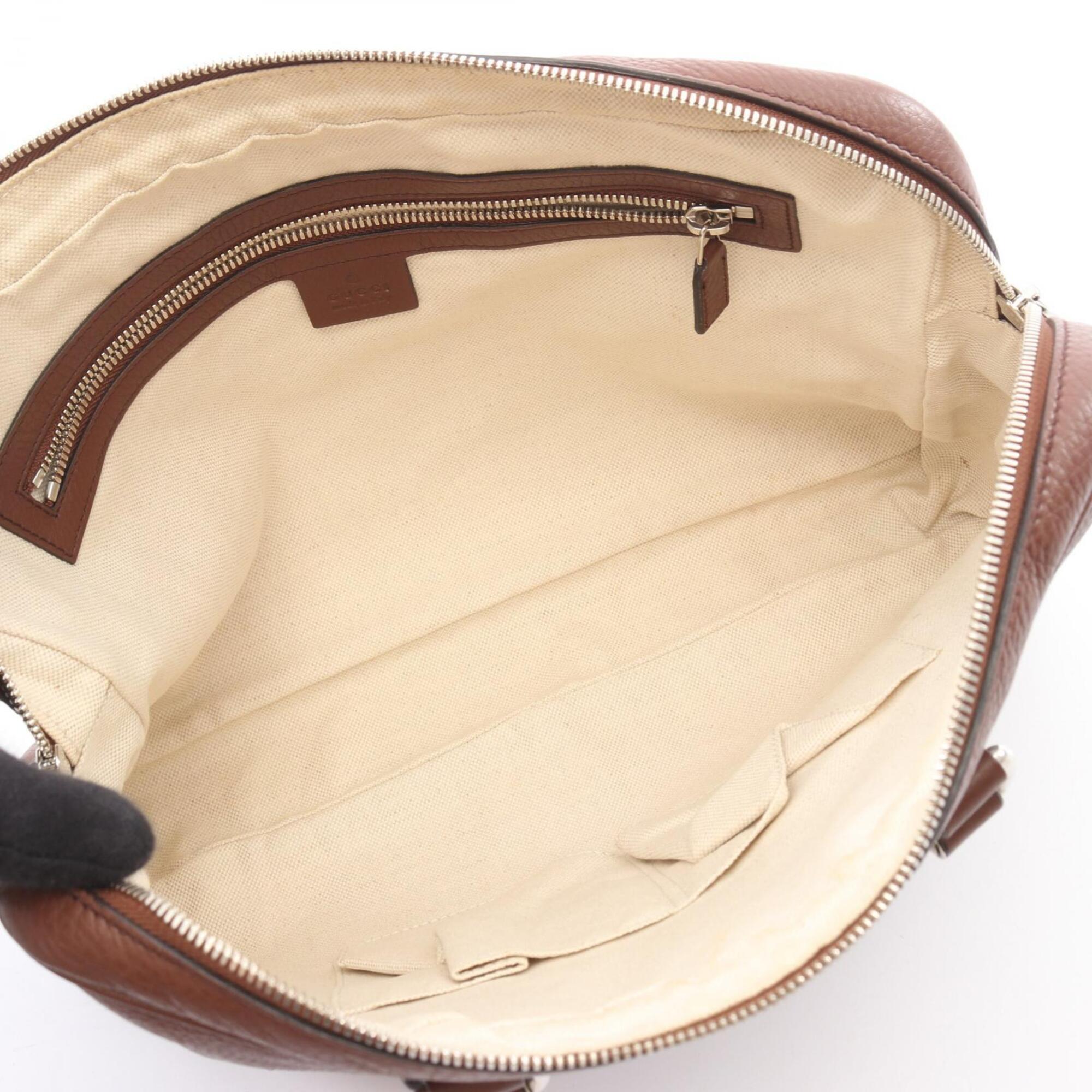Gucci Brown Leather Briefcase Handbag (Pre-Owned)