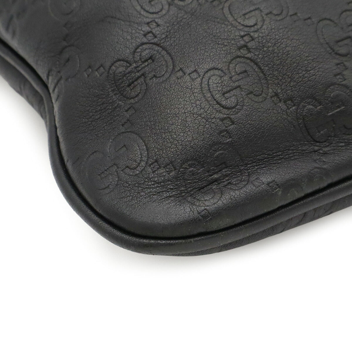 Gucci Guccissima Black Gg Leather Handbag Shoulder Bag Tote Bag (Pre-Owned)