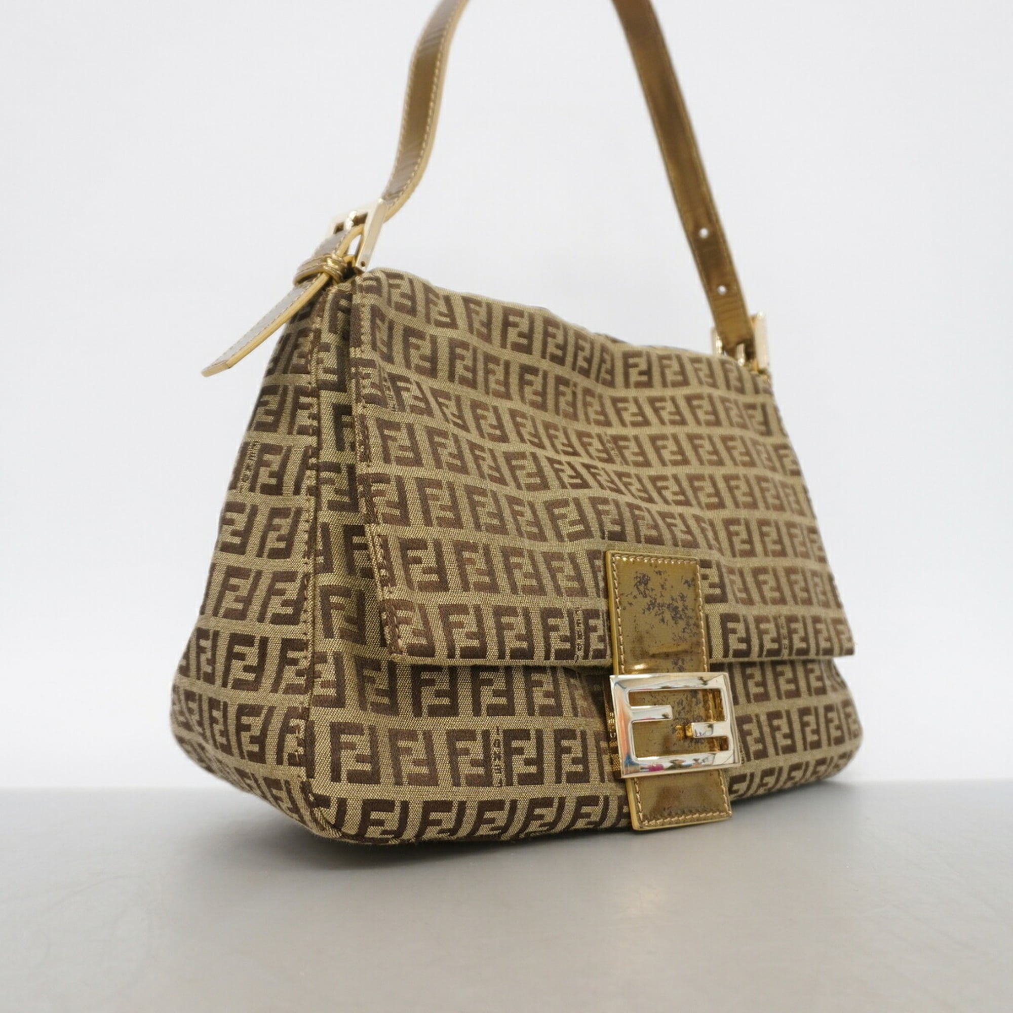 Fendi Beige Brown Nylon Canvas Handbag (Pre-Owned)