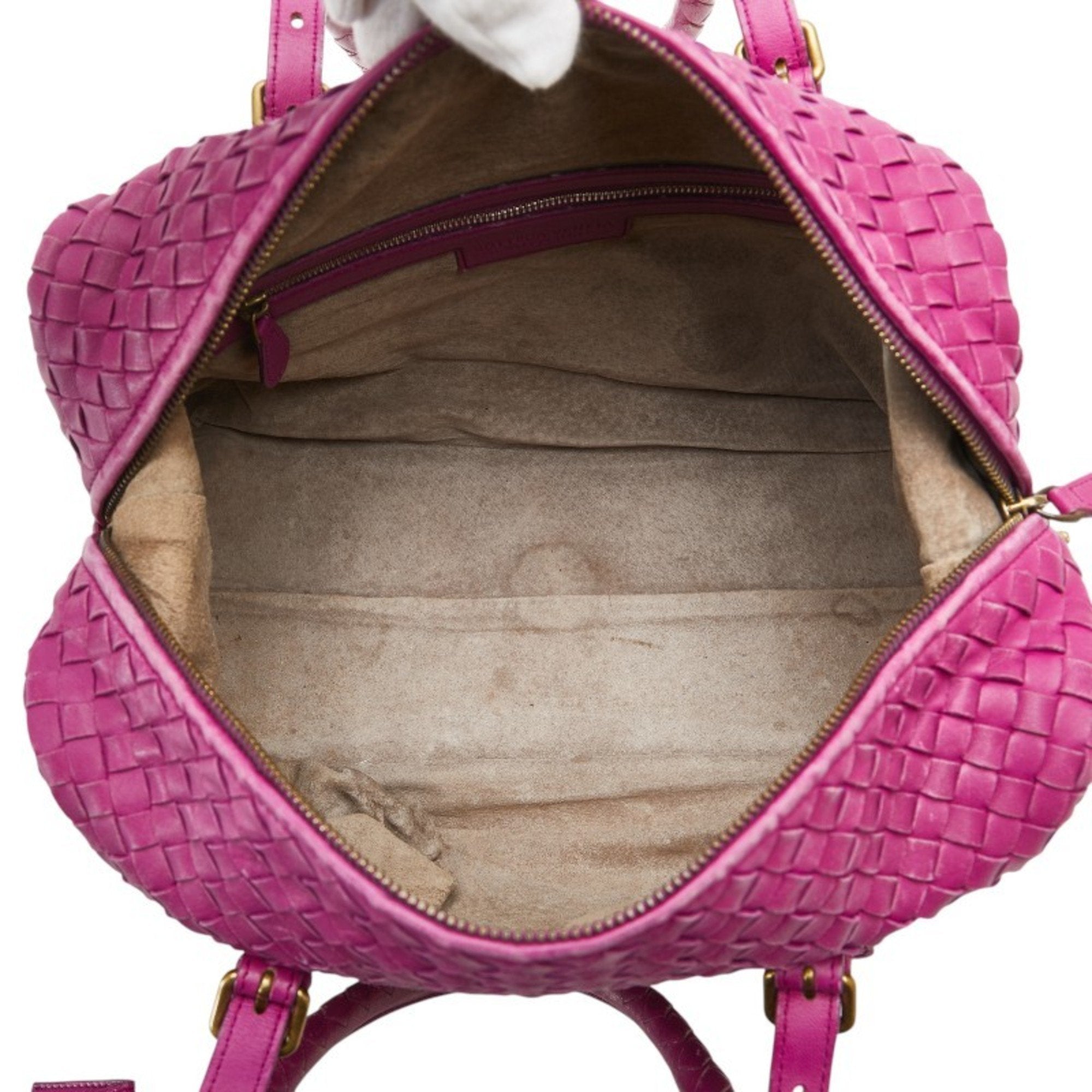 Bottega Veneta Intrecciato Purple Leather Boston Bag Handbag (Pre-Owned)