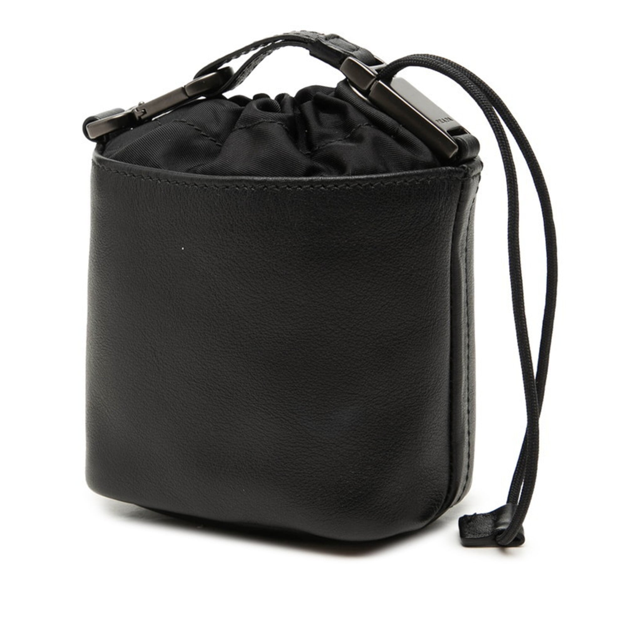 Prada Black Leather Nylon Handbag Pouch (Pre-Owned)