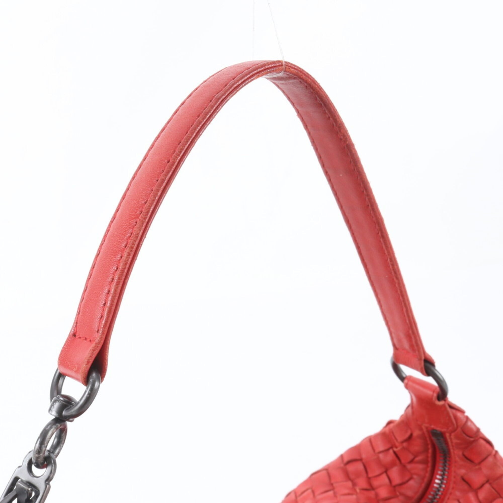 Bottega Veneta Intrecciato Red Color Leather Handbag Shoulder Bag (Pre-Owned)