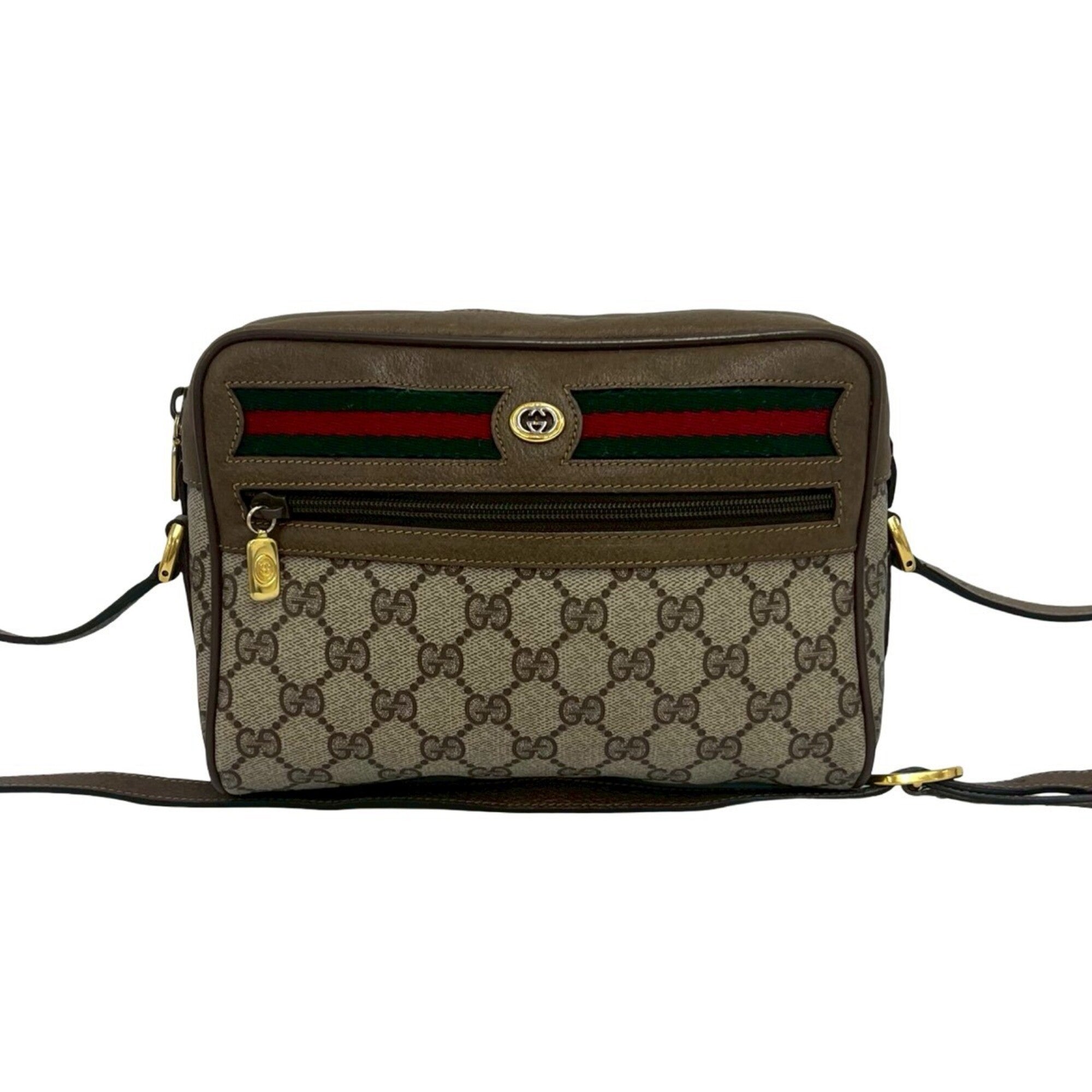 Gucci Brown Green Red Color Leather Pvc Pochette Shoulder Bag (Pre-Owned)