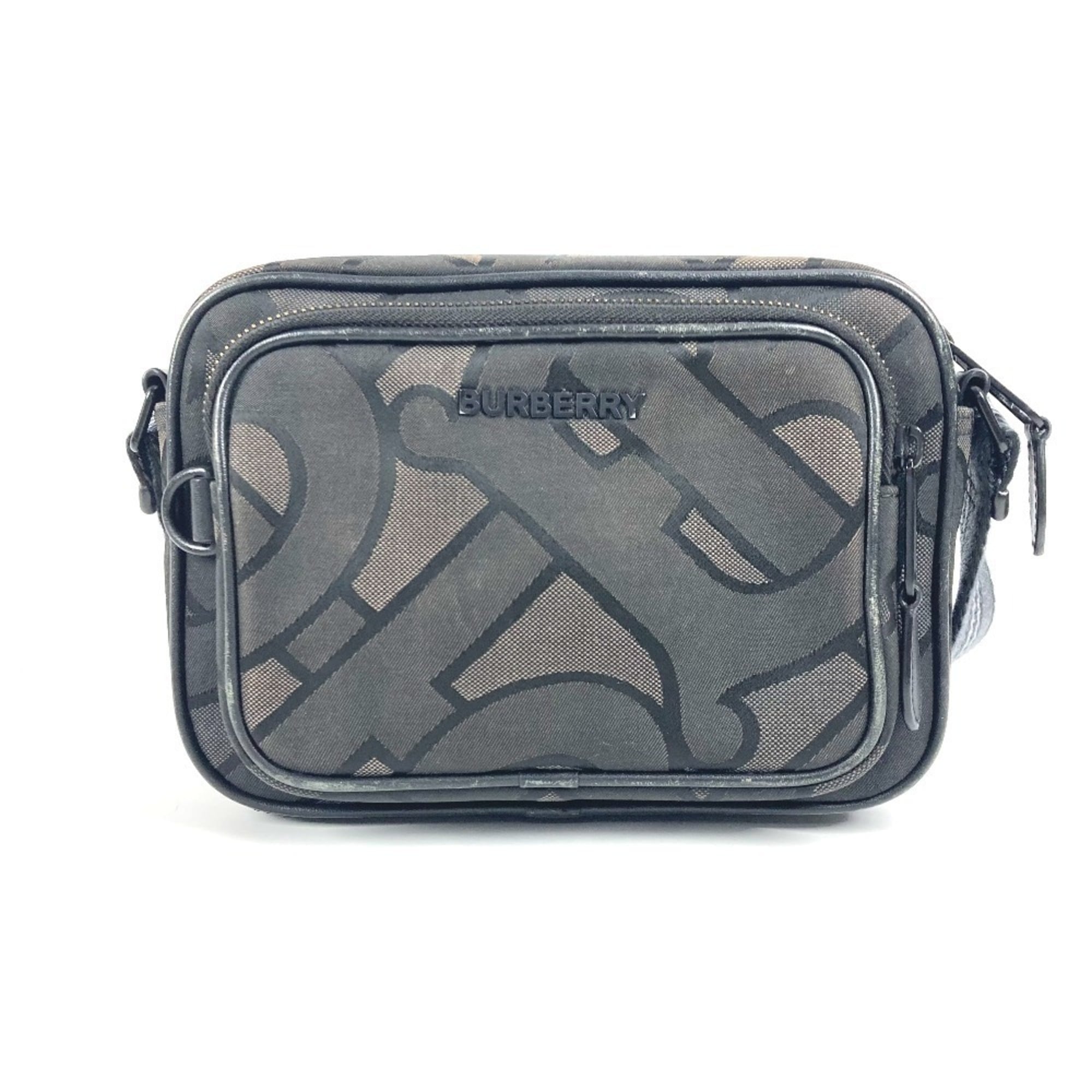 Burberry Black Gray Nylon Canvas Pochette Shoulder Bag (Pre-Owned)