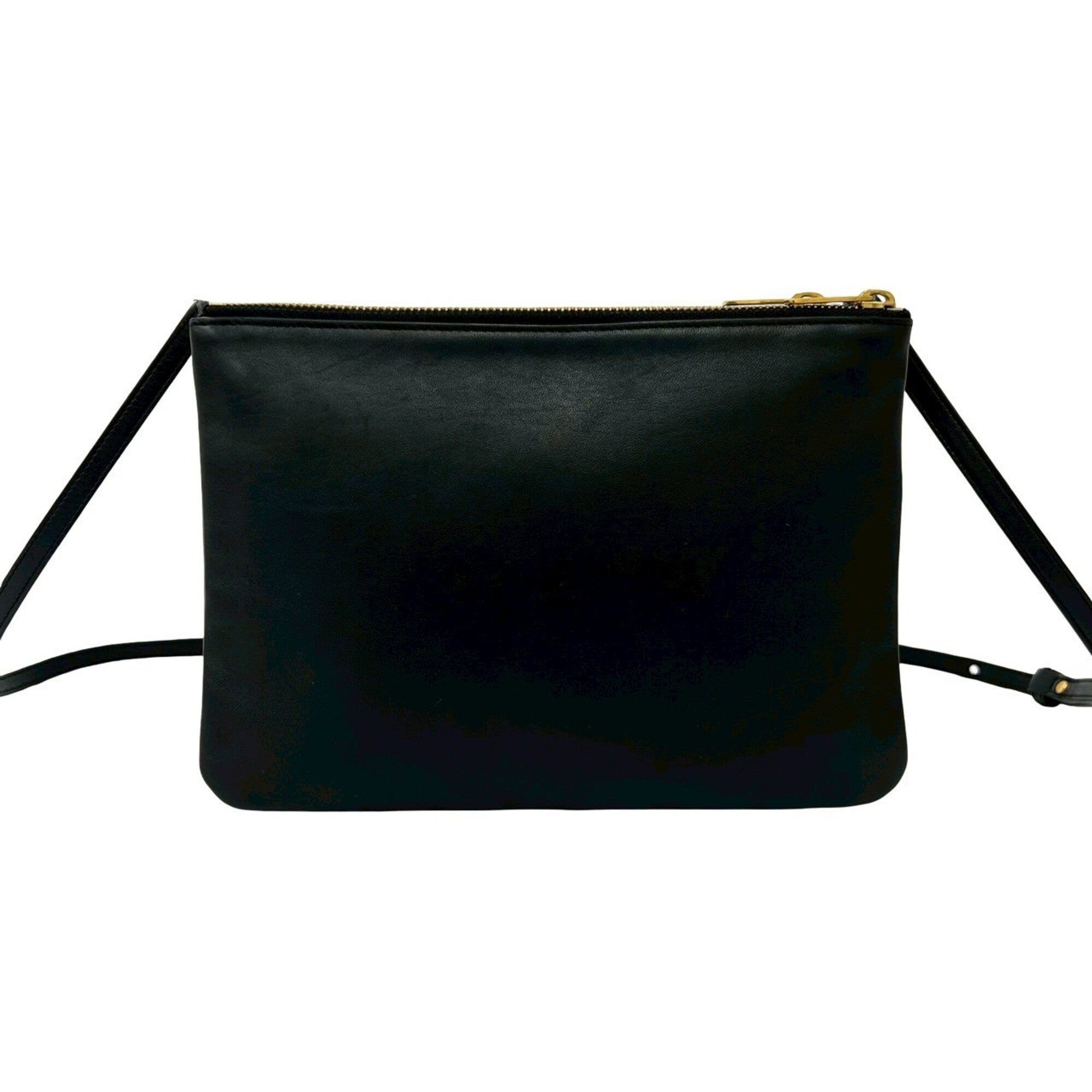 Celine Black Leather Messenger Bag Pochette Shoulder Bag (Pre-Owned)