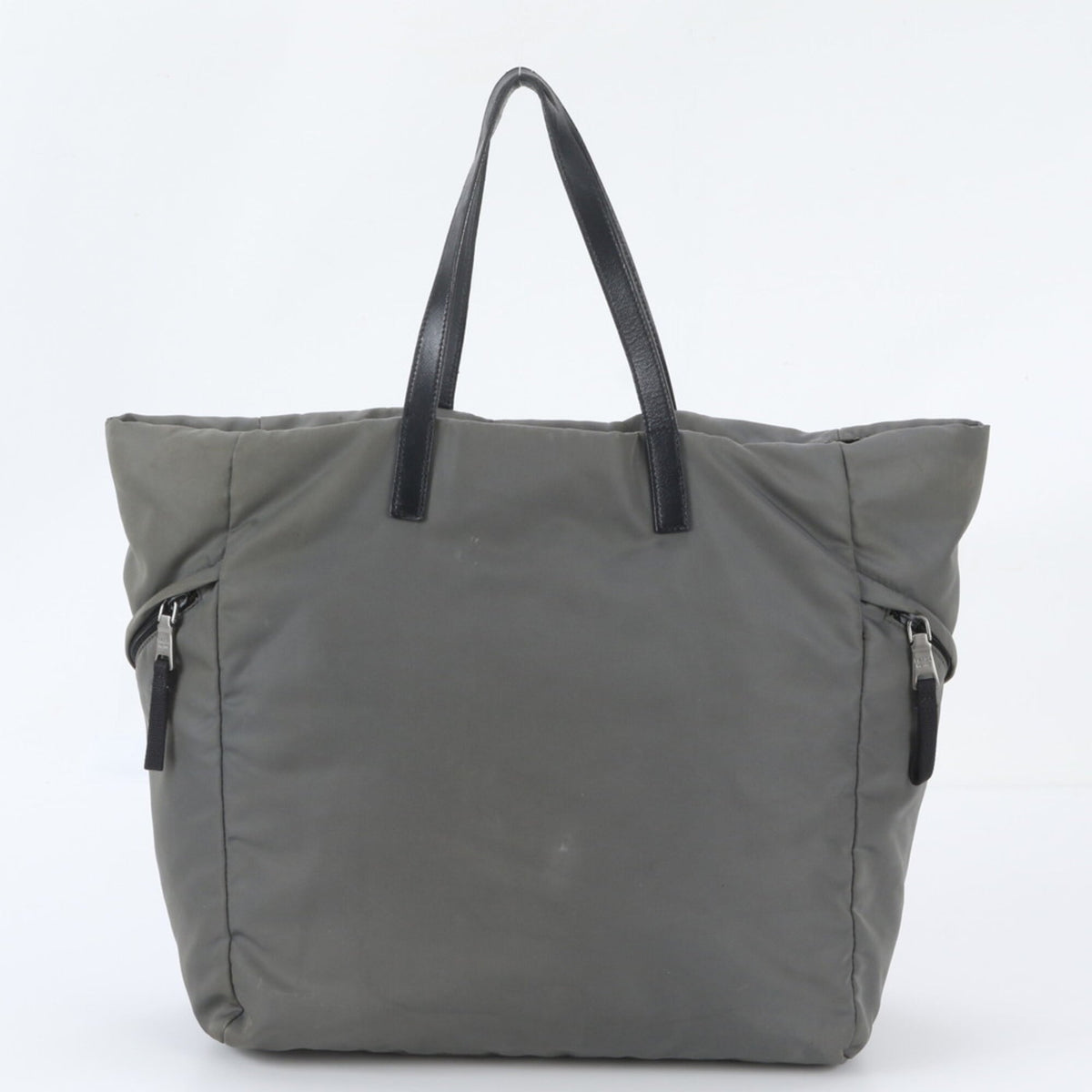 Pradasports Gray Leather Nylon Shoulder Bag Tote Bag (Pre-Owned)