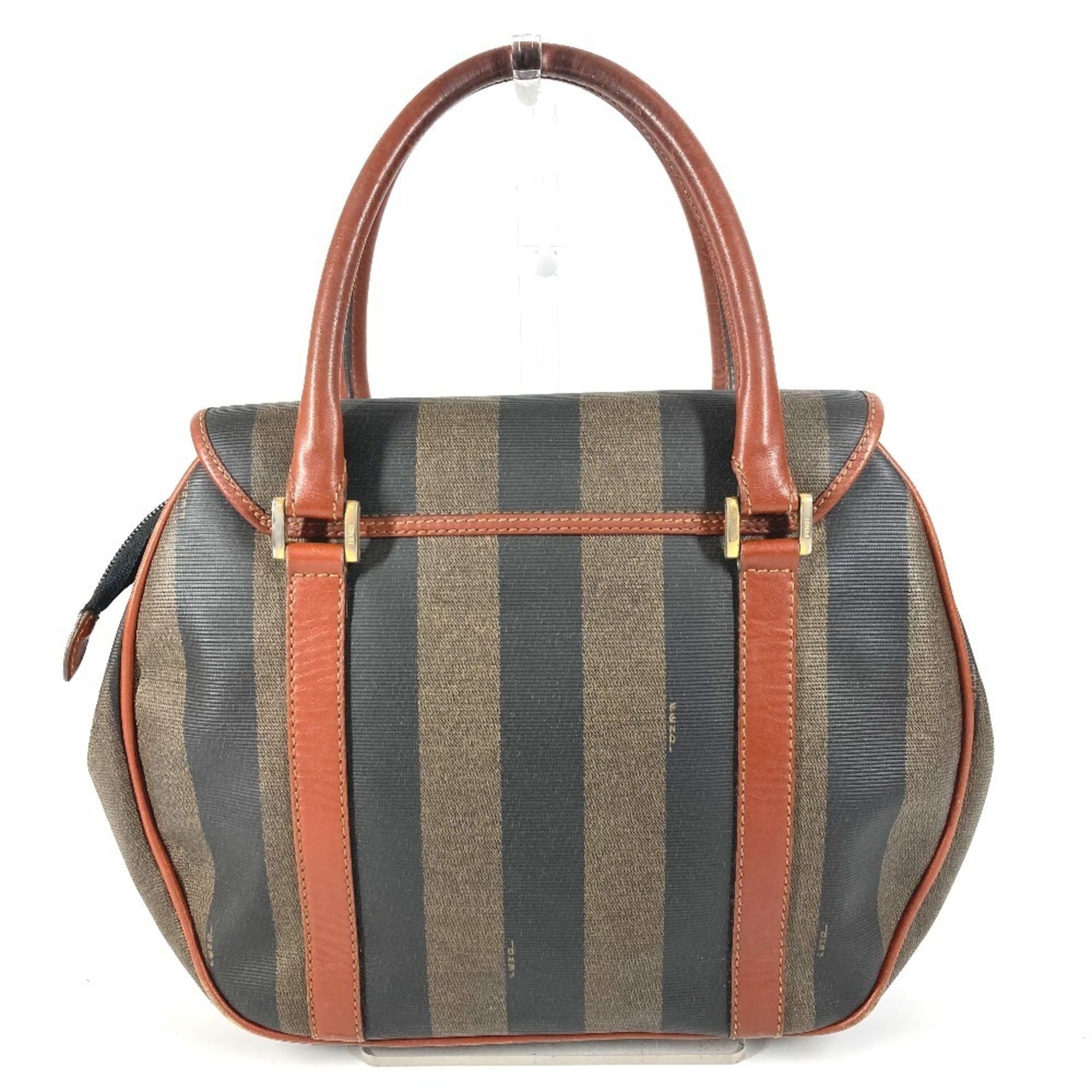 Fendi Pequin Brown Khaki Pvc Leather Handbag Tote Bag (Pre-Owned)