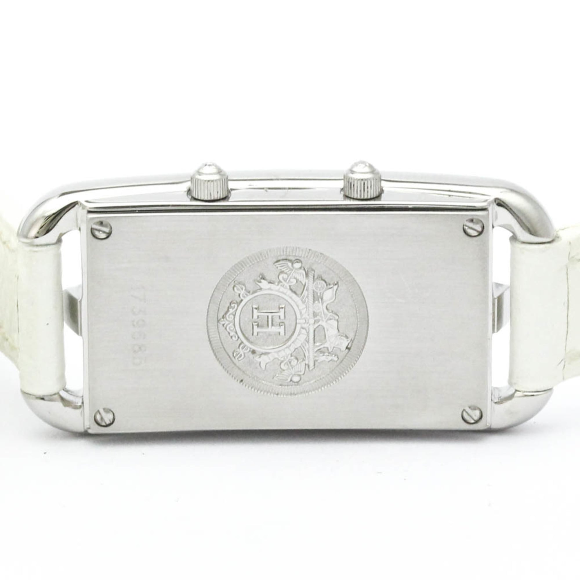 Hermes Cape Cod Deux Zones Double Tour Quartz Watch Stainless Steel And Leather Watch (Pre-Owned)