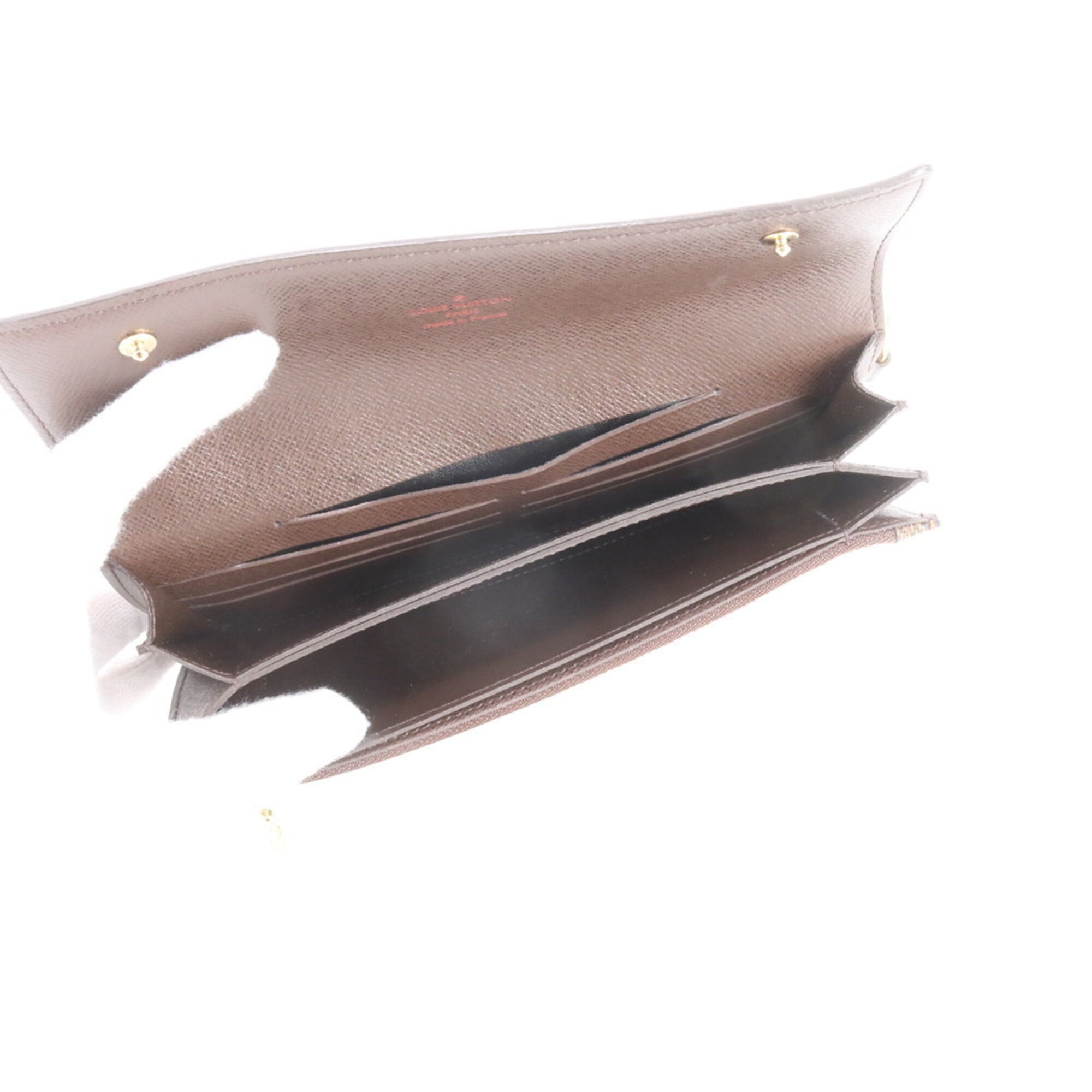 Louis Vuitton Brown Leather Coated Canvas Long Wallet (Bi-Fold) (Pre-Owned)