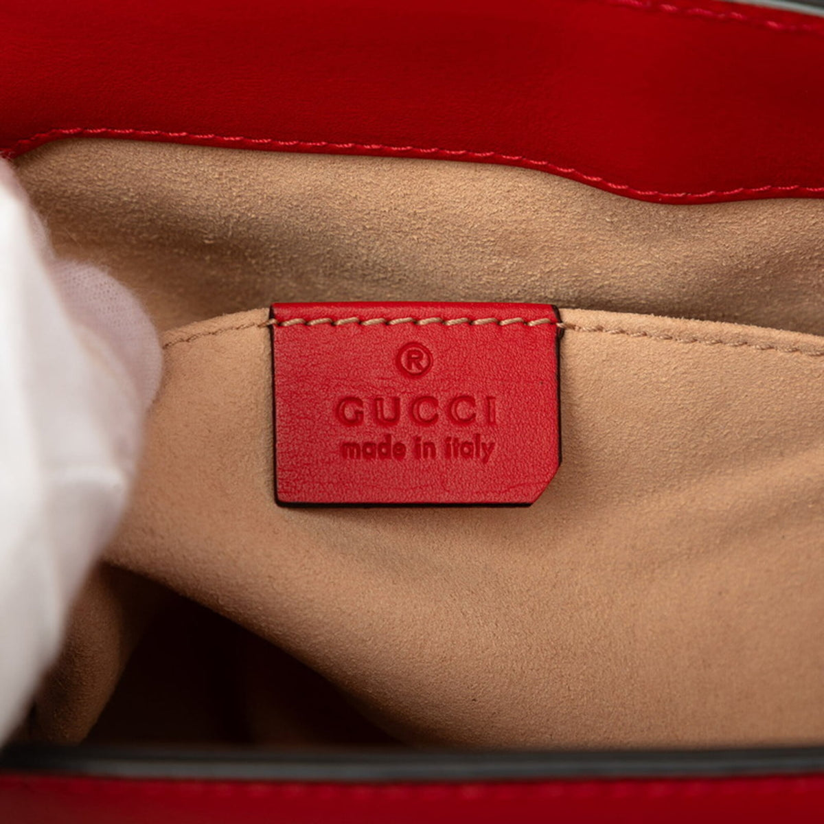 Gucci Padlock Beige Red Color Pvc Leather Handbag Shoulder Bag (Pre-Owned)