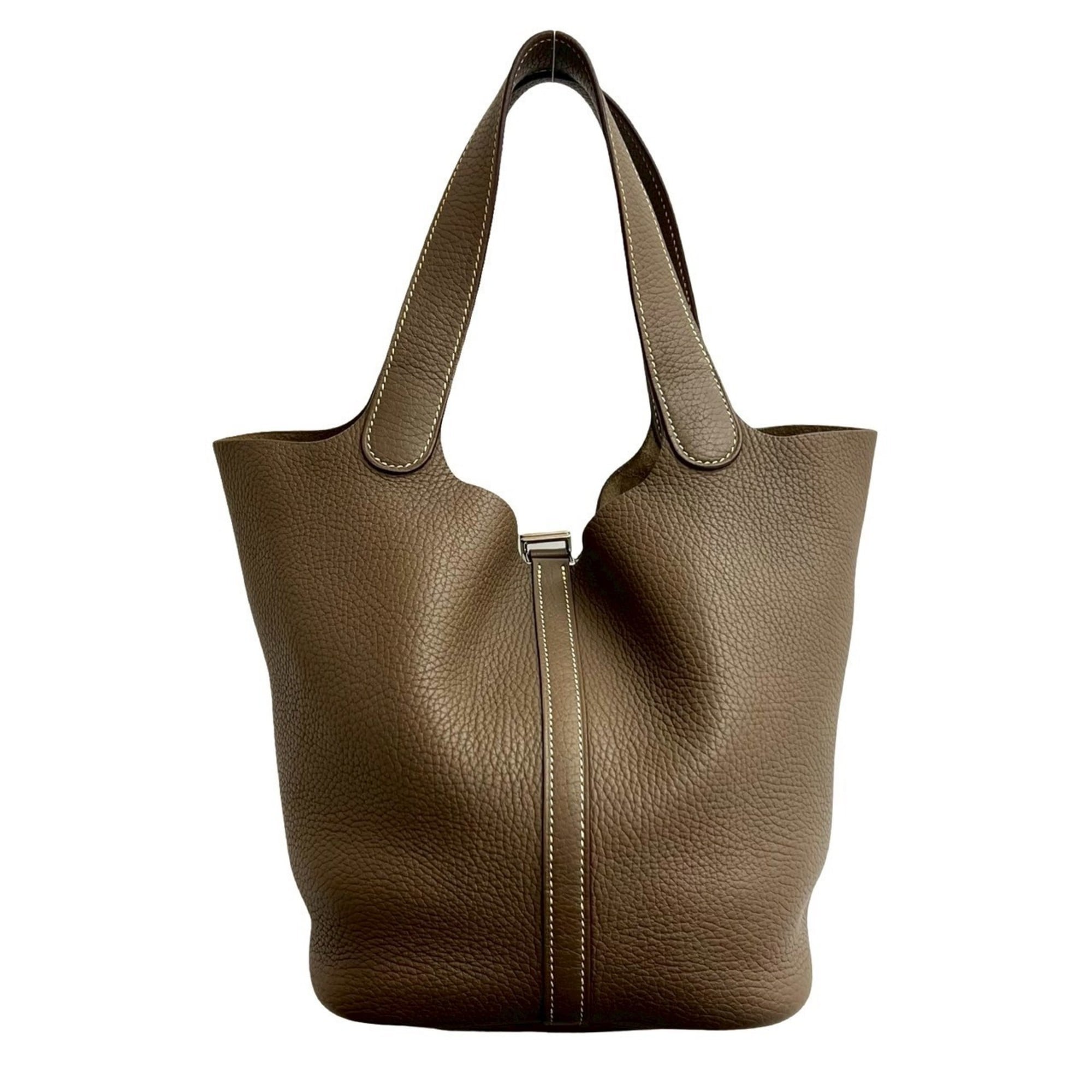 Hermes Brown Taurillon Clemence Leather Handbag Tote Bag (Pre-Owned)