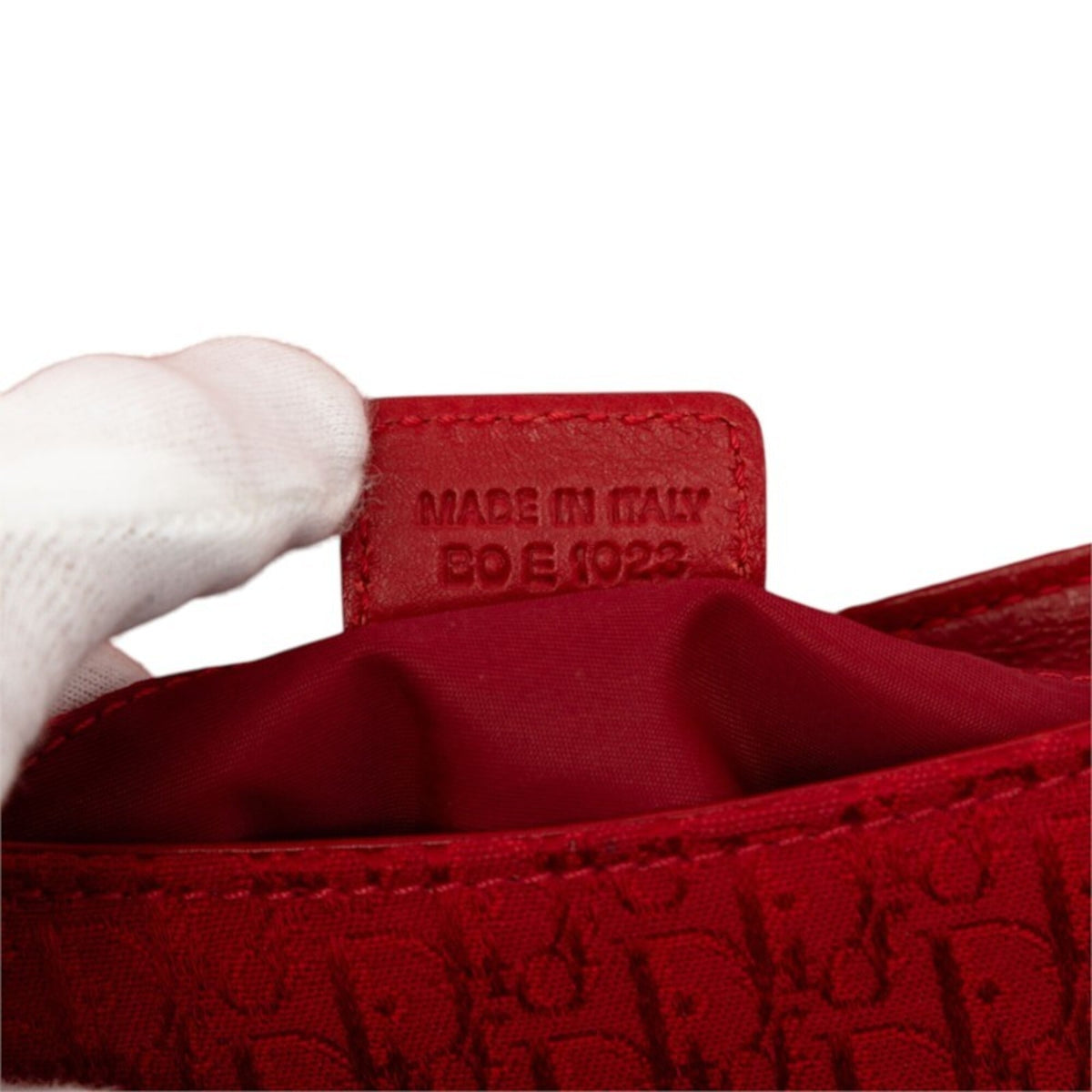 Christian Dior Red Color Canvas Leather Handbag Shoulder Bag (Pre-Owned)