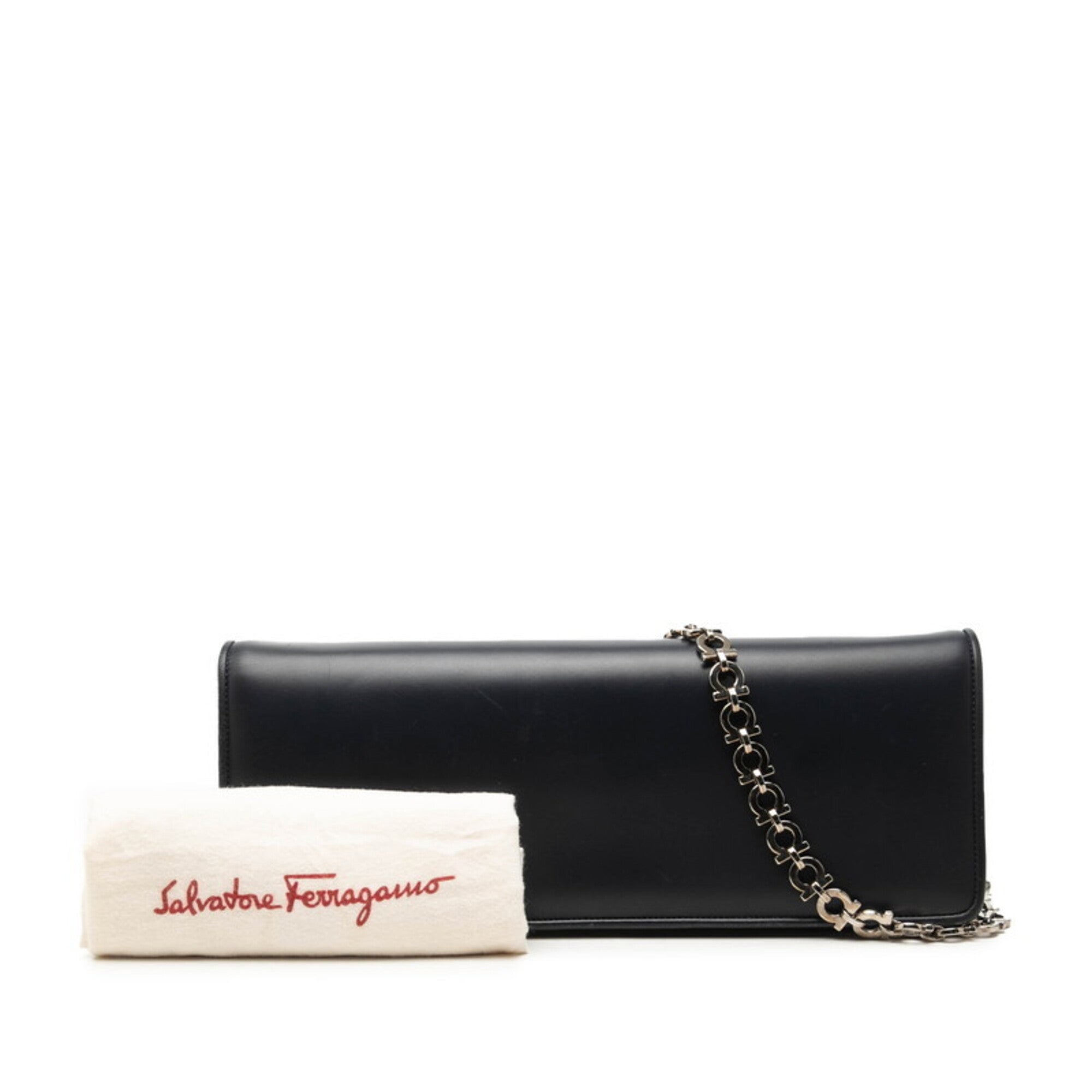Salvatore Ferragamo Navy Leather Shoulder Bag (Pre-Owned)