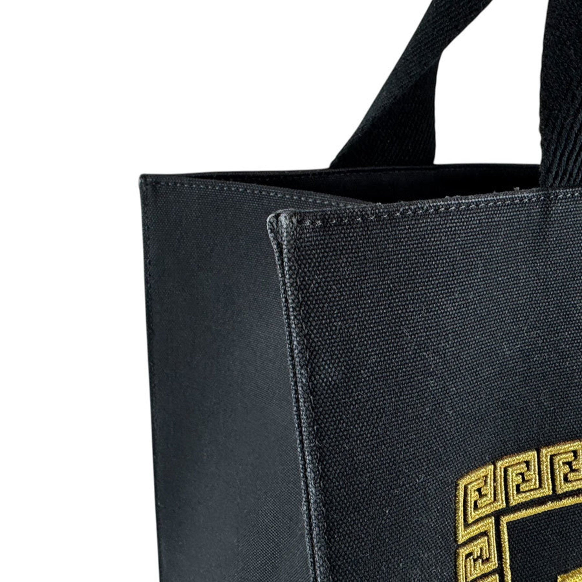 Fendi Black Gold Canvas Handbag Shoulder Bag (Pre-Owned)