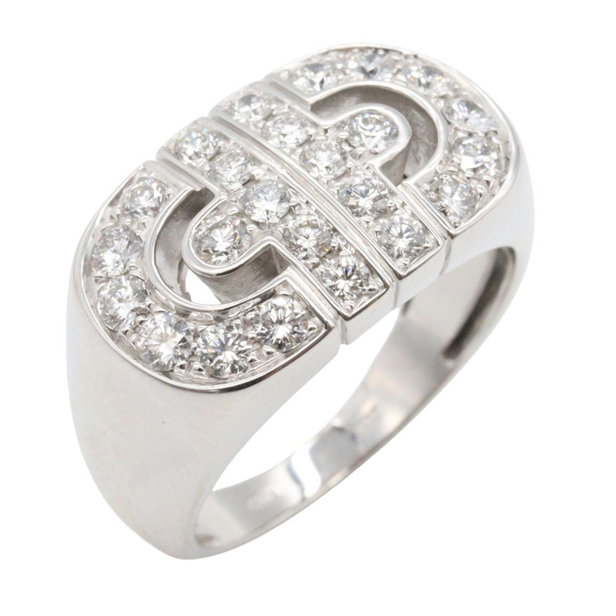 Bvlgari Silver Clear White Gold (18K) Band Ring (Pre-Owned)