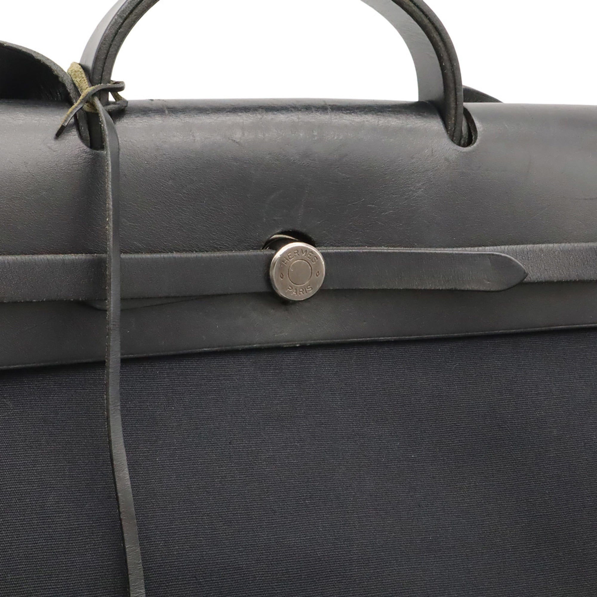 Hermes Black Toile Officier Handbag Shoulder Bag (Pre-Owned)