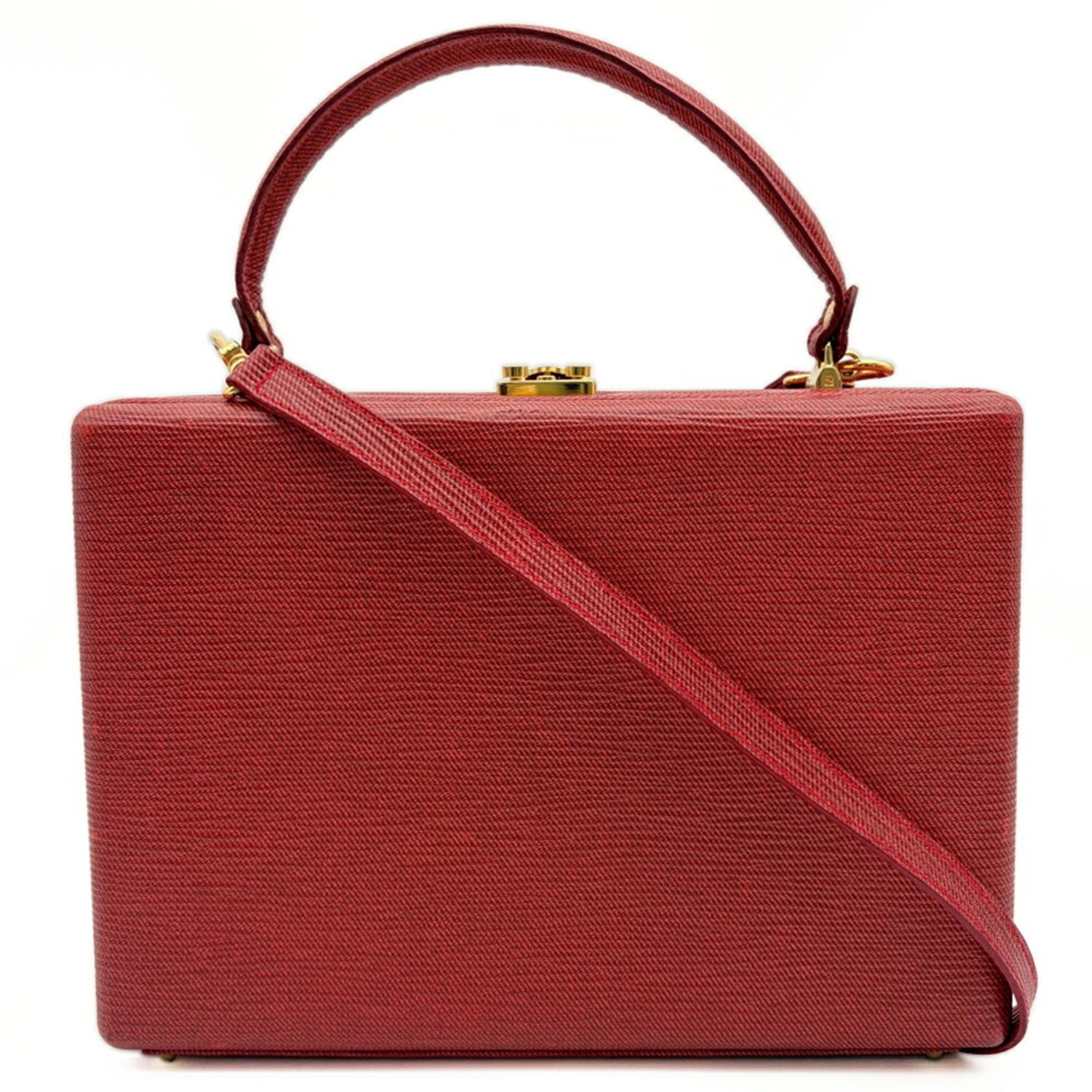 Fendi Red Color Leather Shoulder Bag (Pre-Owned)